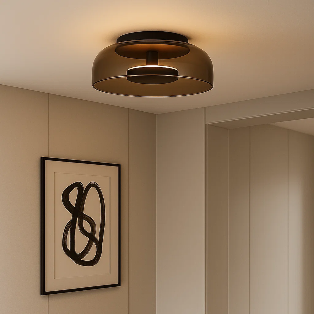 Modern LED Surface-Mounted Ceiling Lamp with Glass Shade