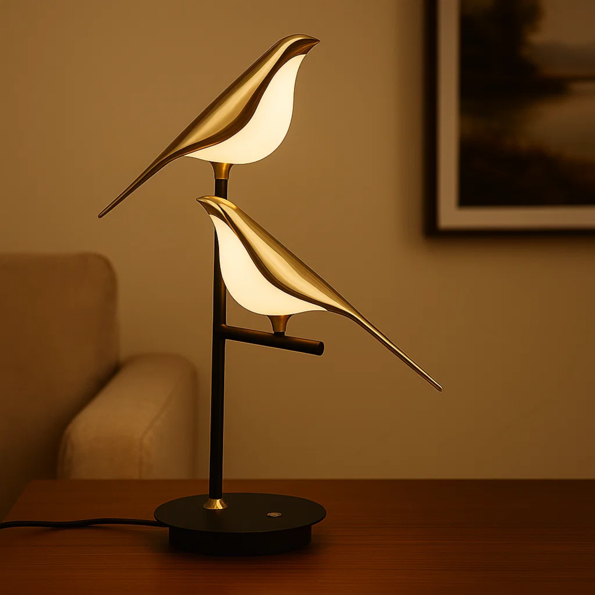 LED-tafellamp met vogelfiguren