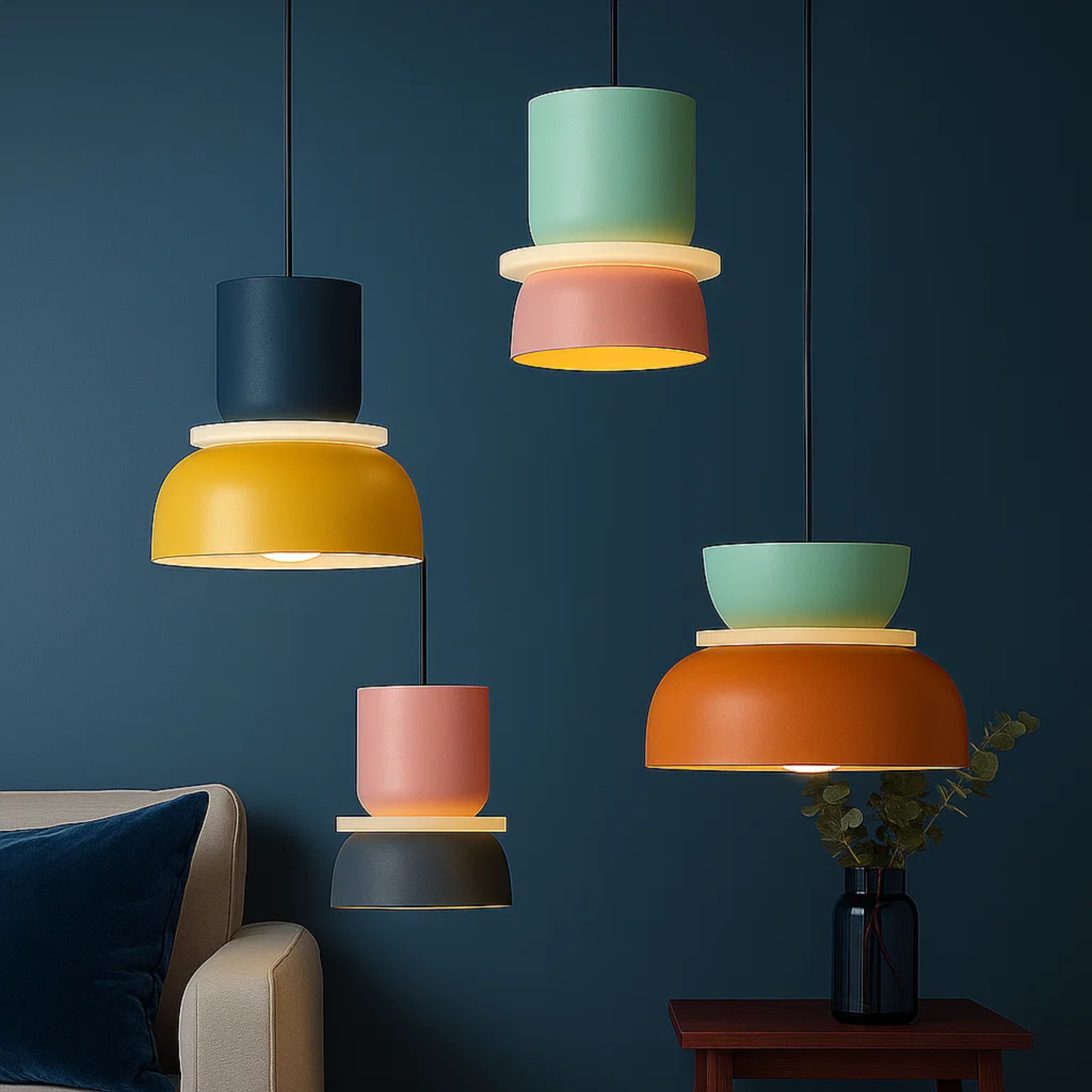 Moderne kleurrijke gelaagde macaron hanglamp