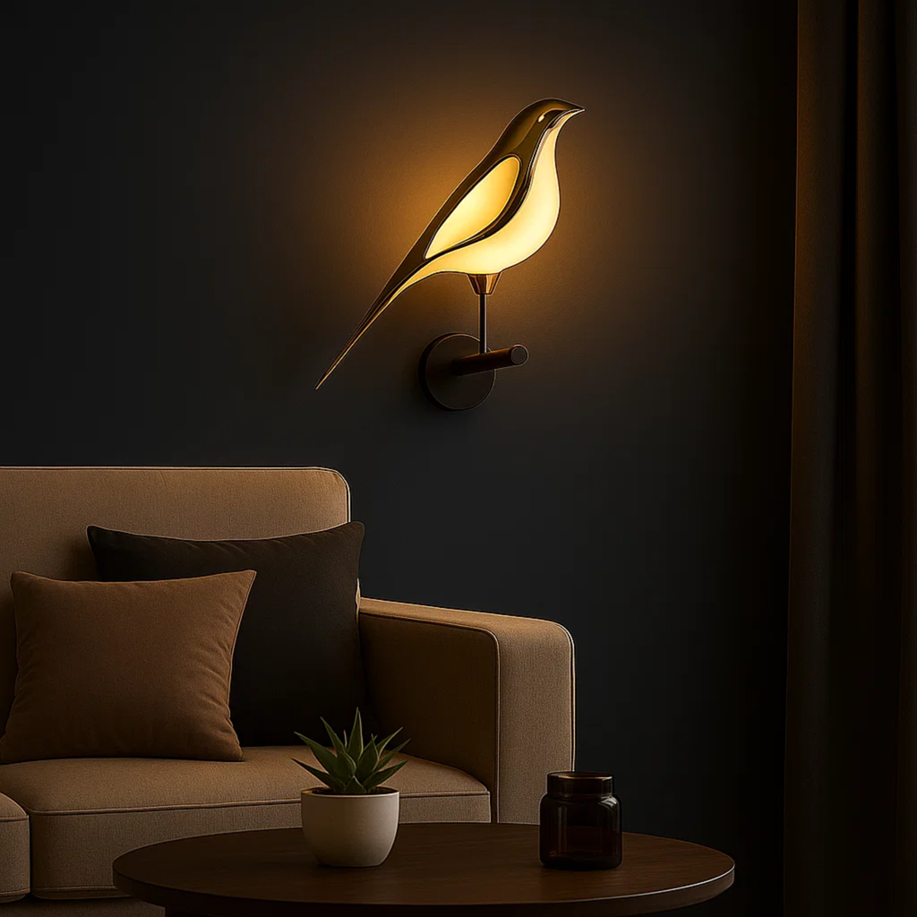 LED-wandlamp met vogelfiguur