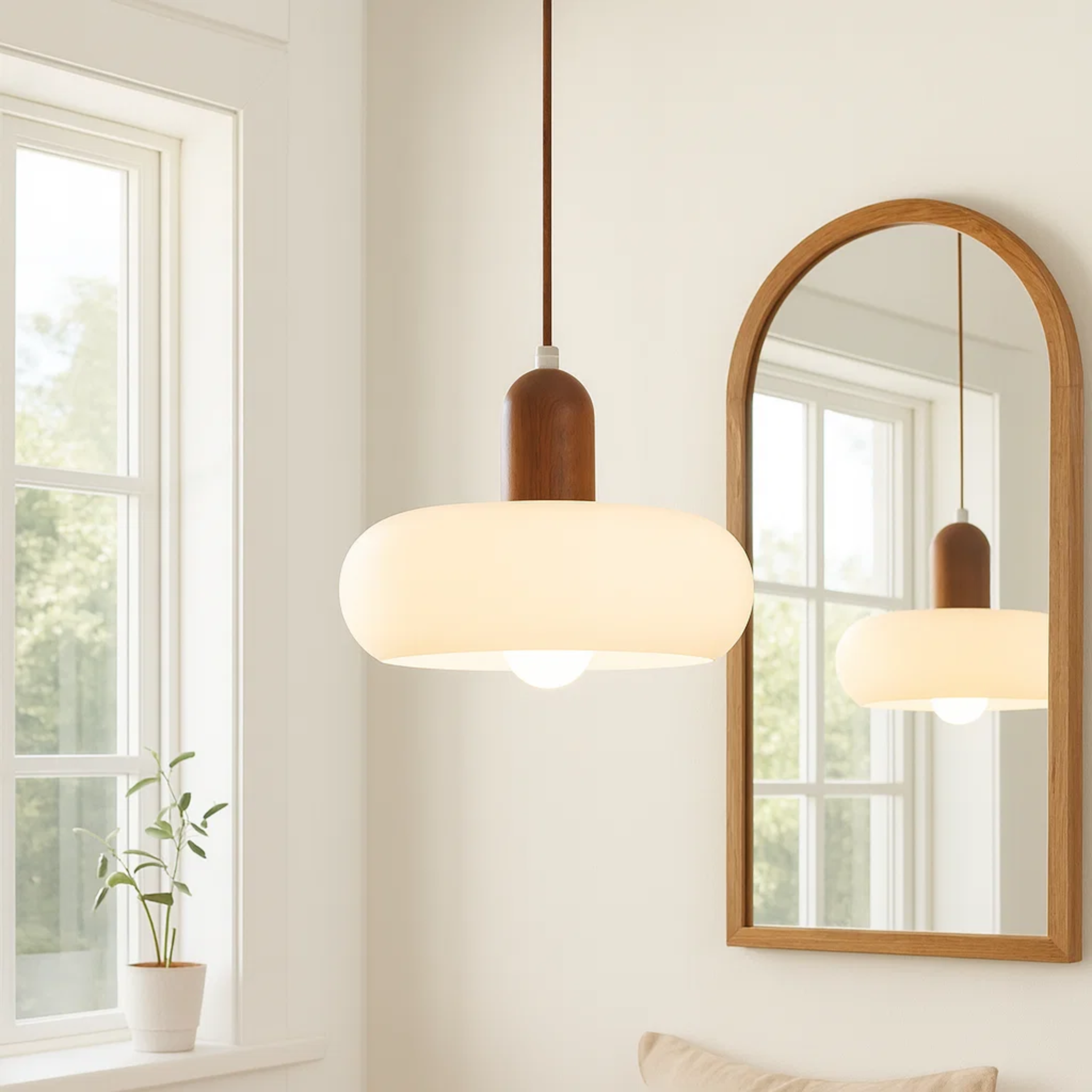 Scandinavische crèmekleurige hanglamp