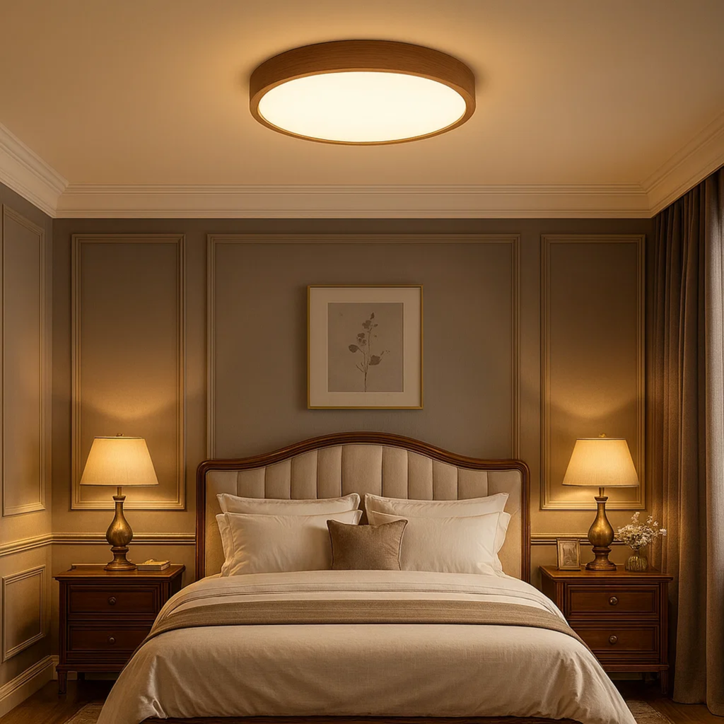 Minimalist wood-look ceiling lamp