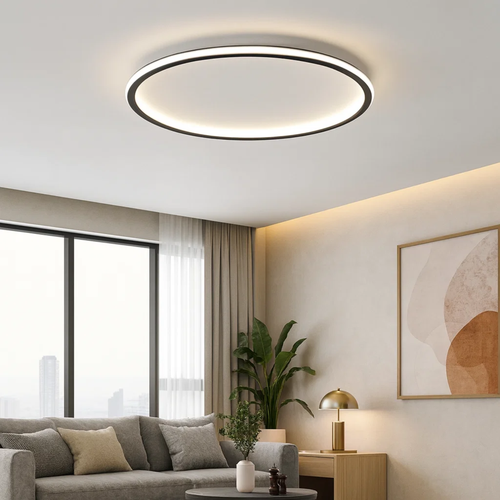 Moderne schlanke Ring-Deckenleuchte