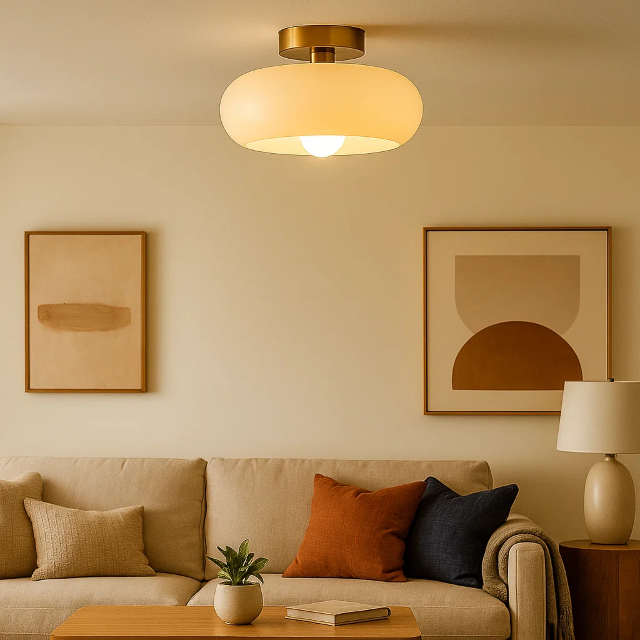 Vintage ronde retro plafondlamp