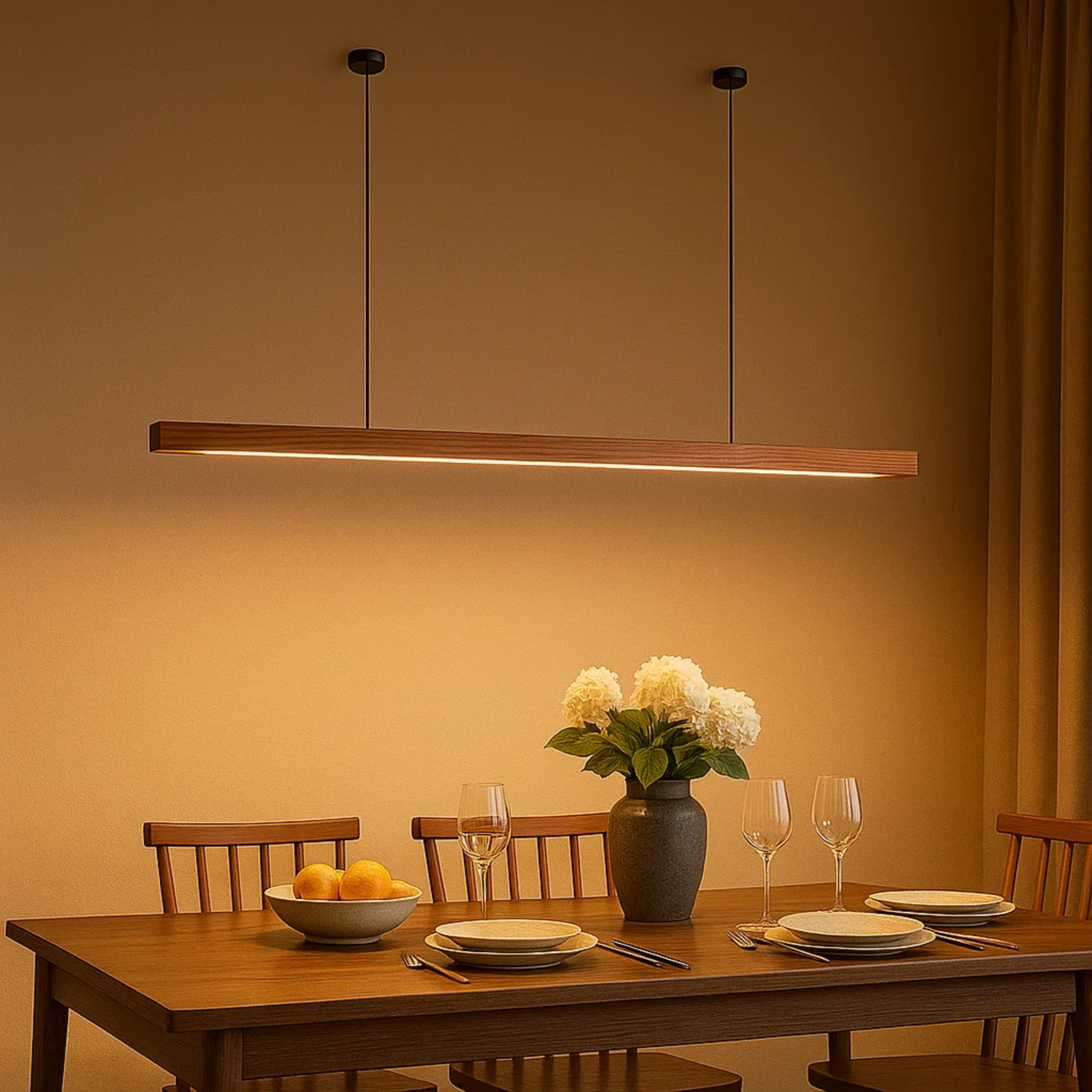 Strakke minimalistische scandinavische houten hanglamp