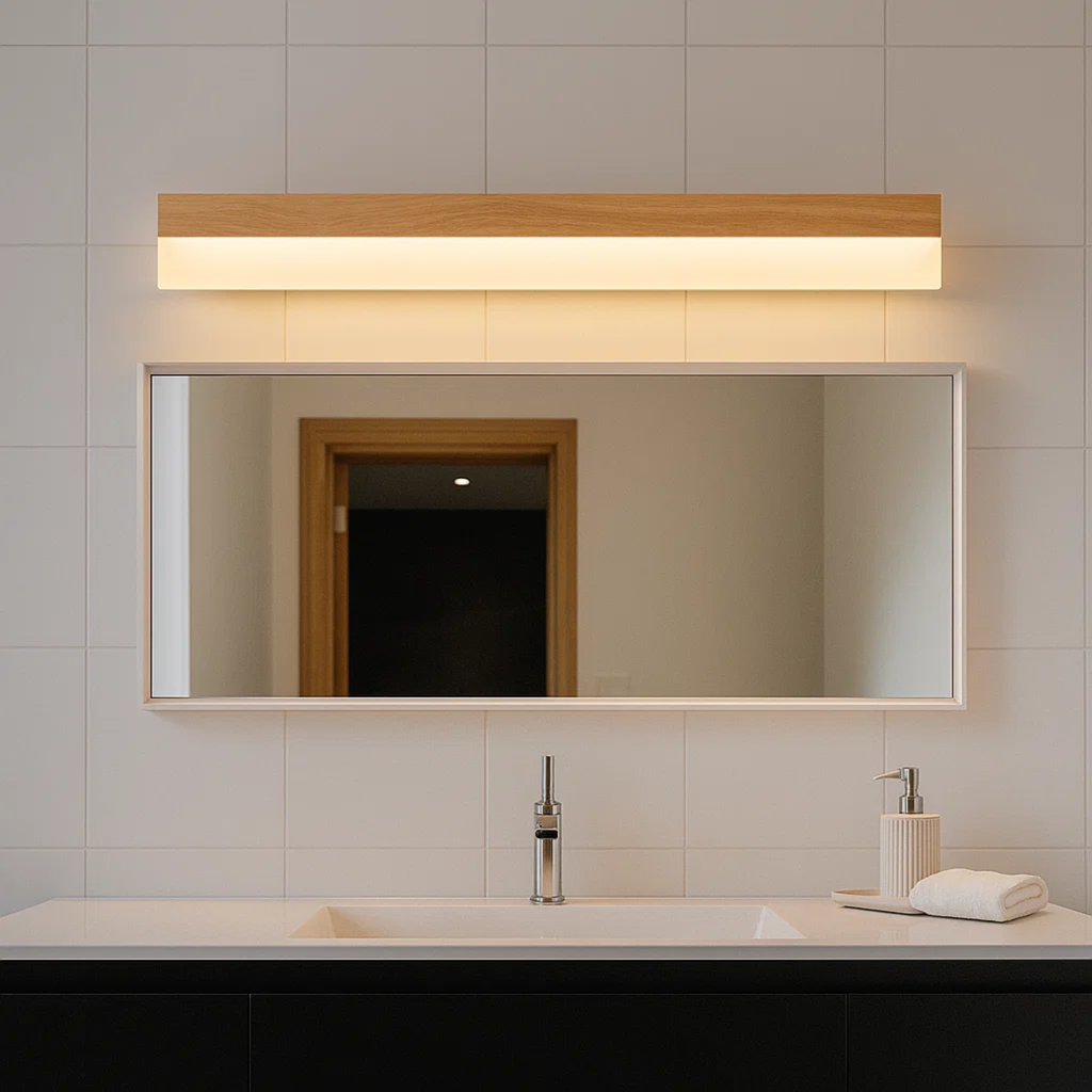 Minimalistische LED wandlamp van hout met acrylkap