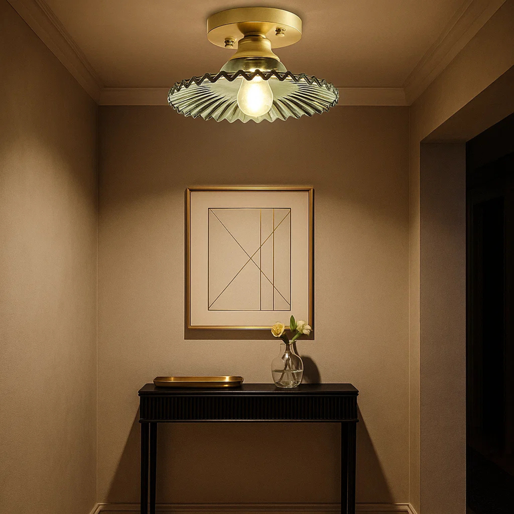 Ceiling Lamp with Ribbed, Flared Shade