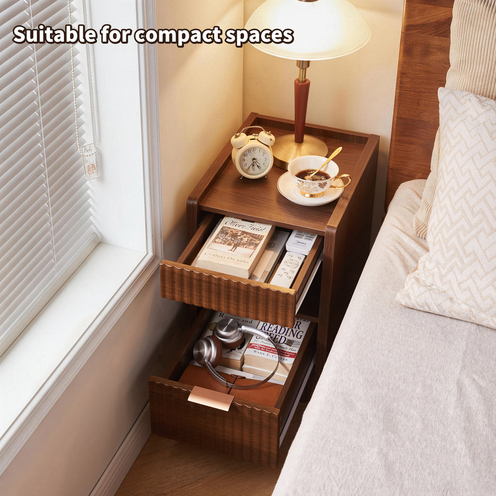 Maren Fluted Walnut Nightstand
