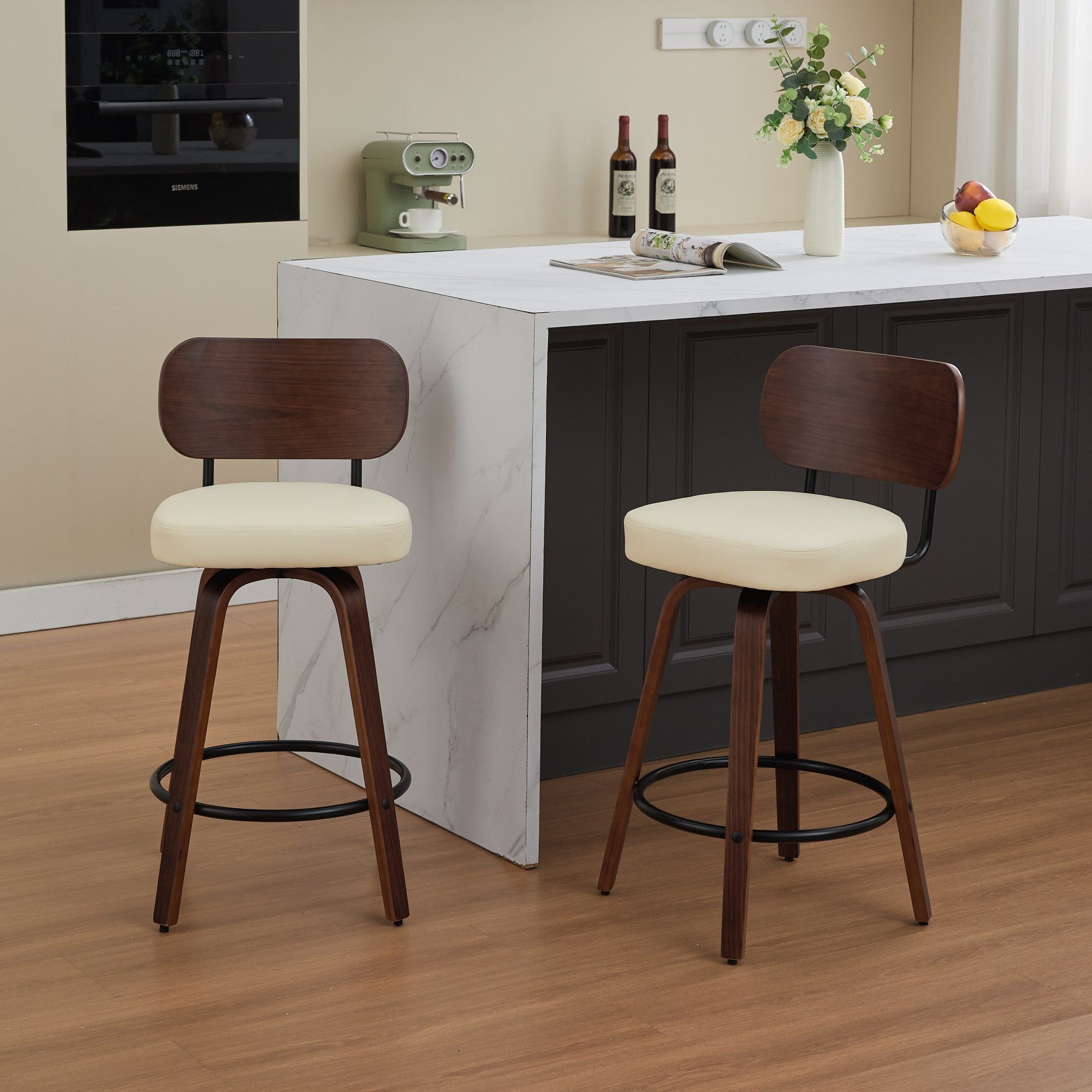 Aina Swivel Walnut Dining Chair
