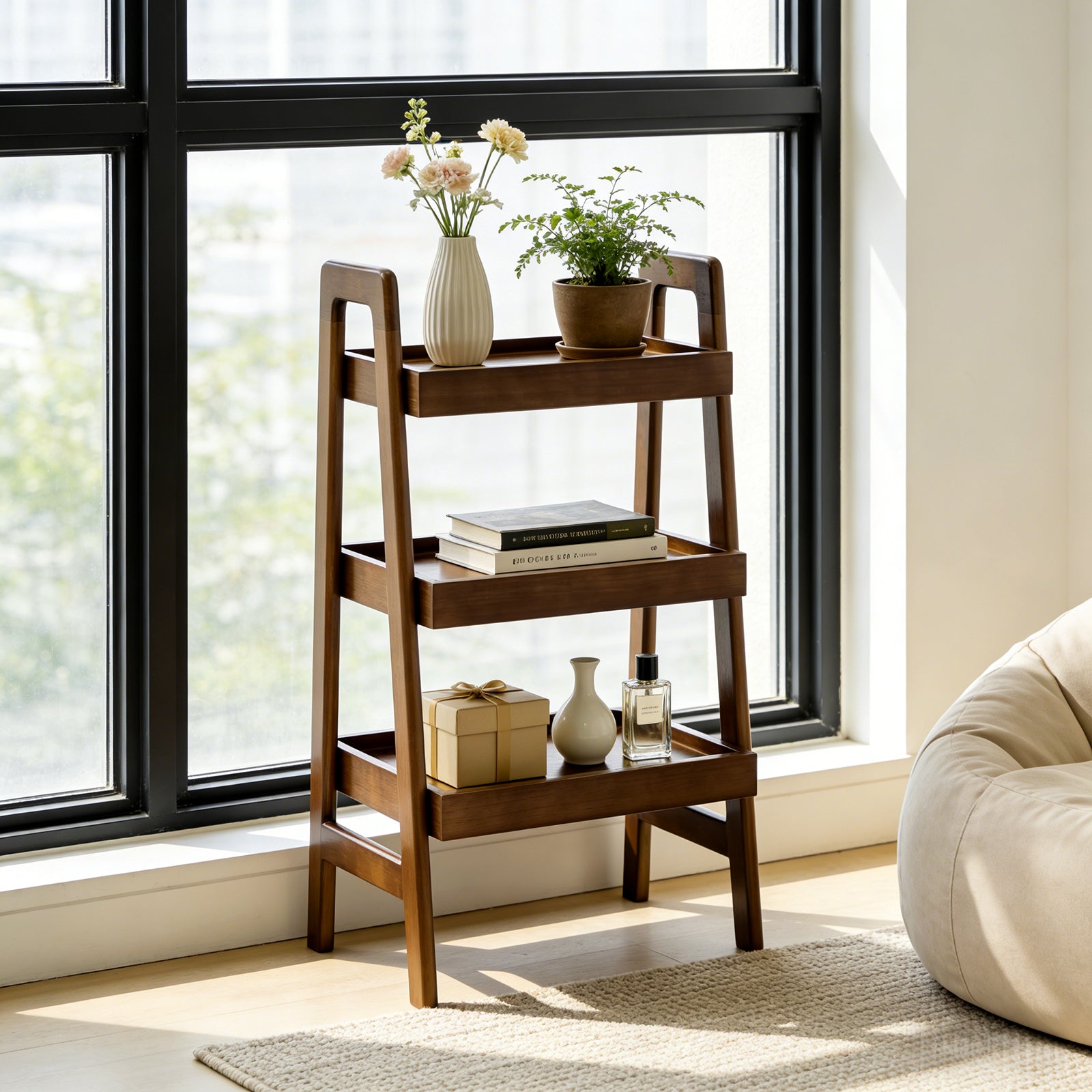 Kaisa Ladder Walnut Bookshelf