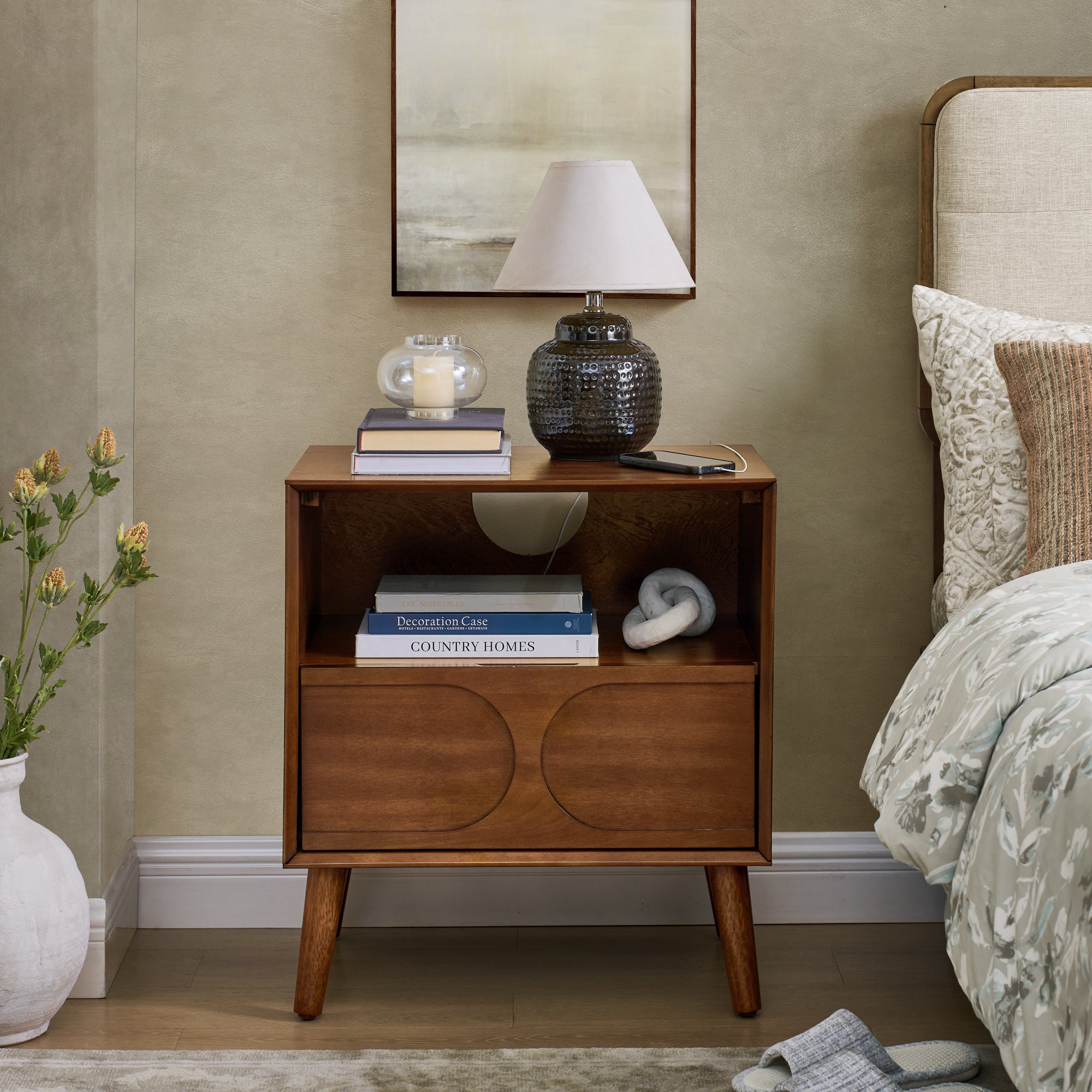 Hedda Fluted Walnut Nightstand