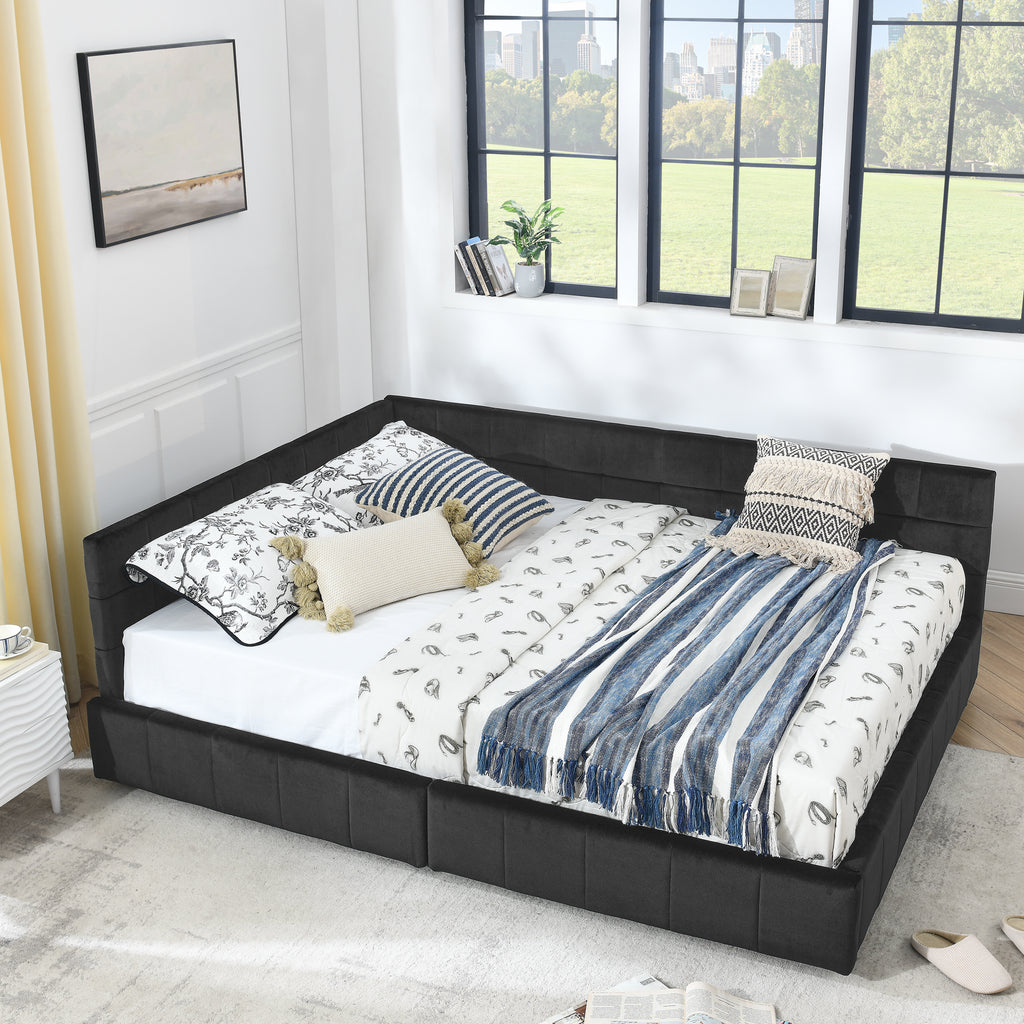 Jorun Storage Velvet Queen Bed Frame