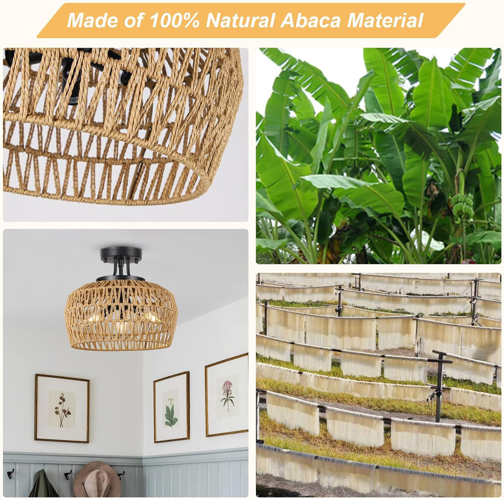 Hera Rattan Flush Mount Light
