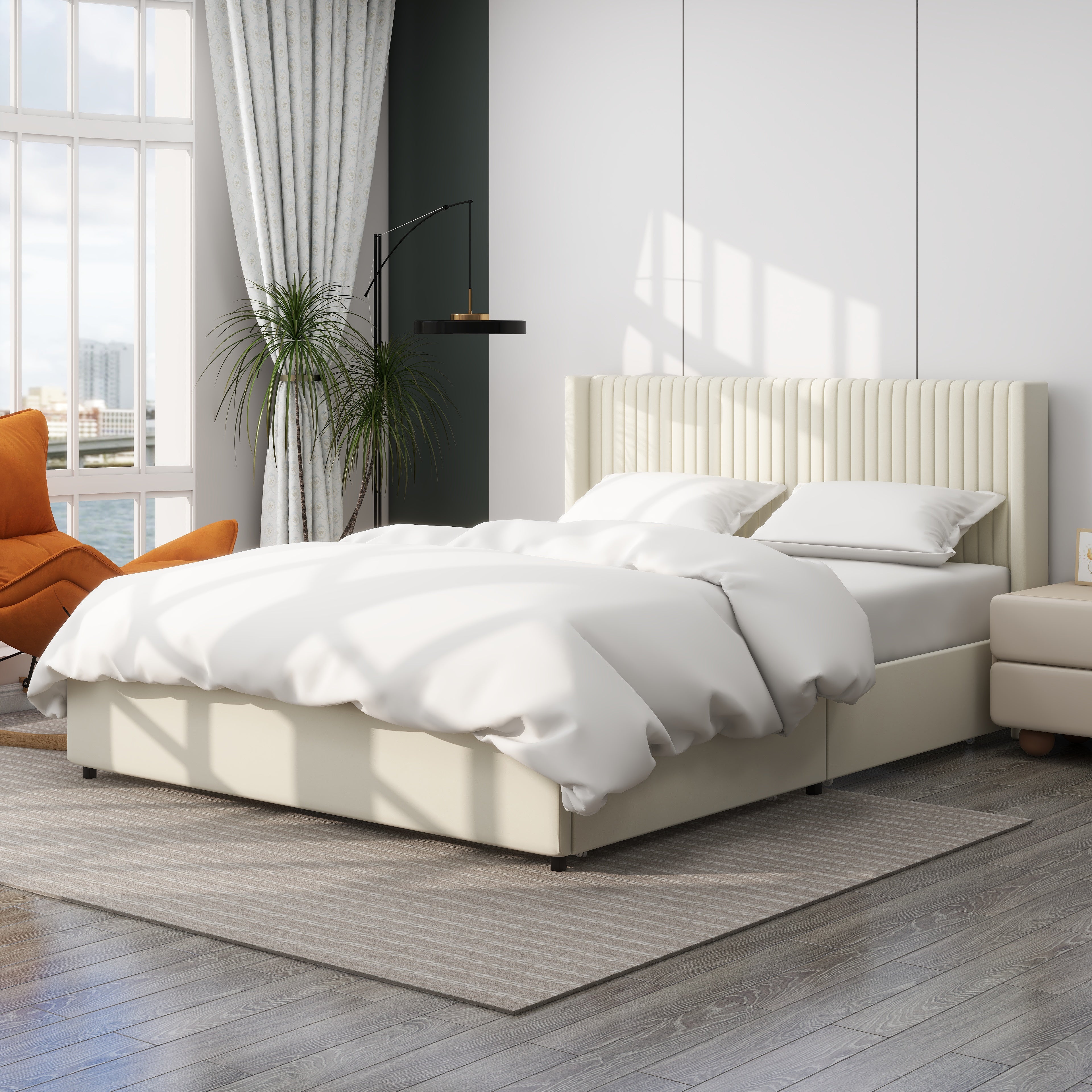 Lykke Velvet Queen Platform Bed Frame
