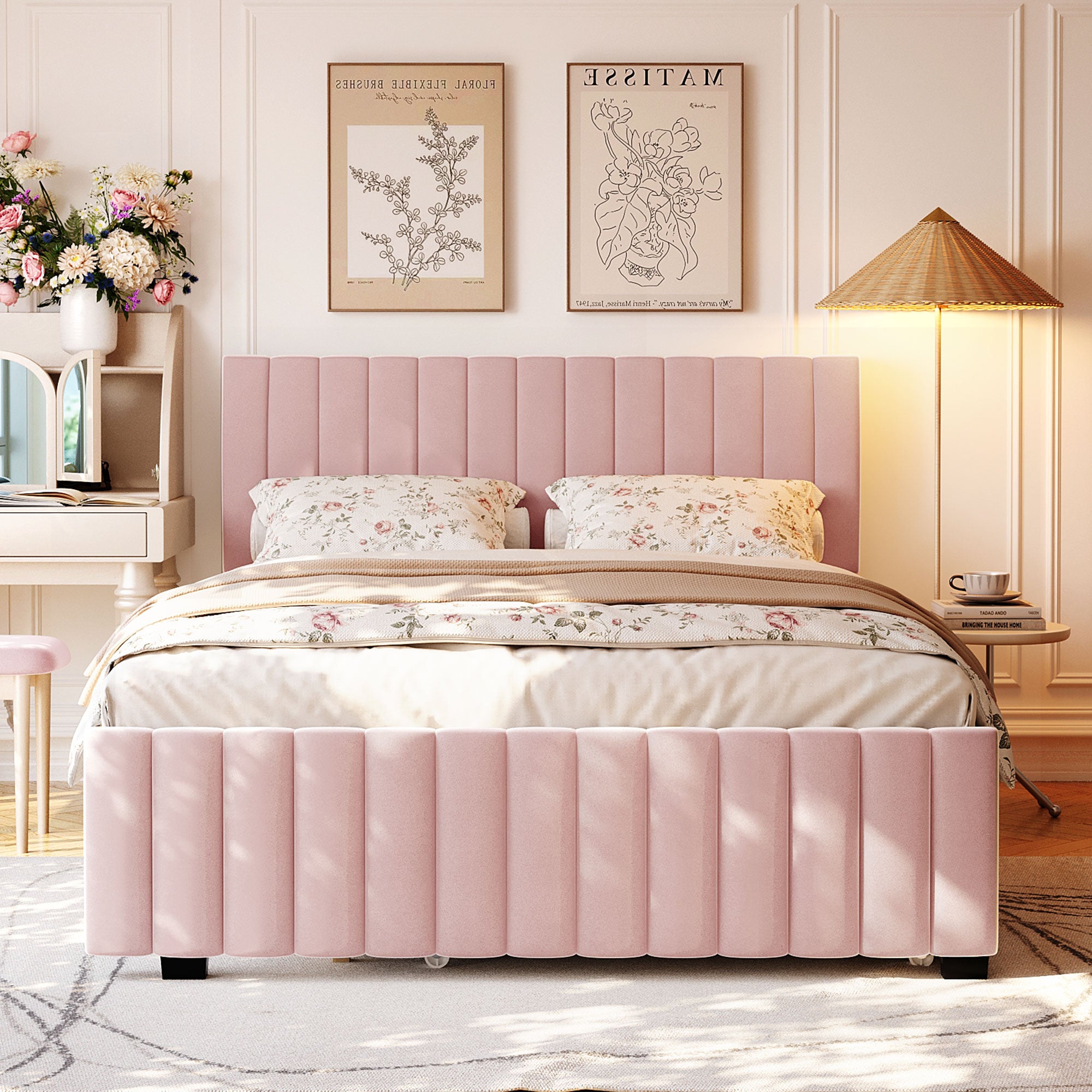 Vera Velvet Queen Platform Bed Frame