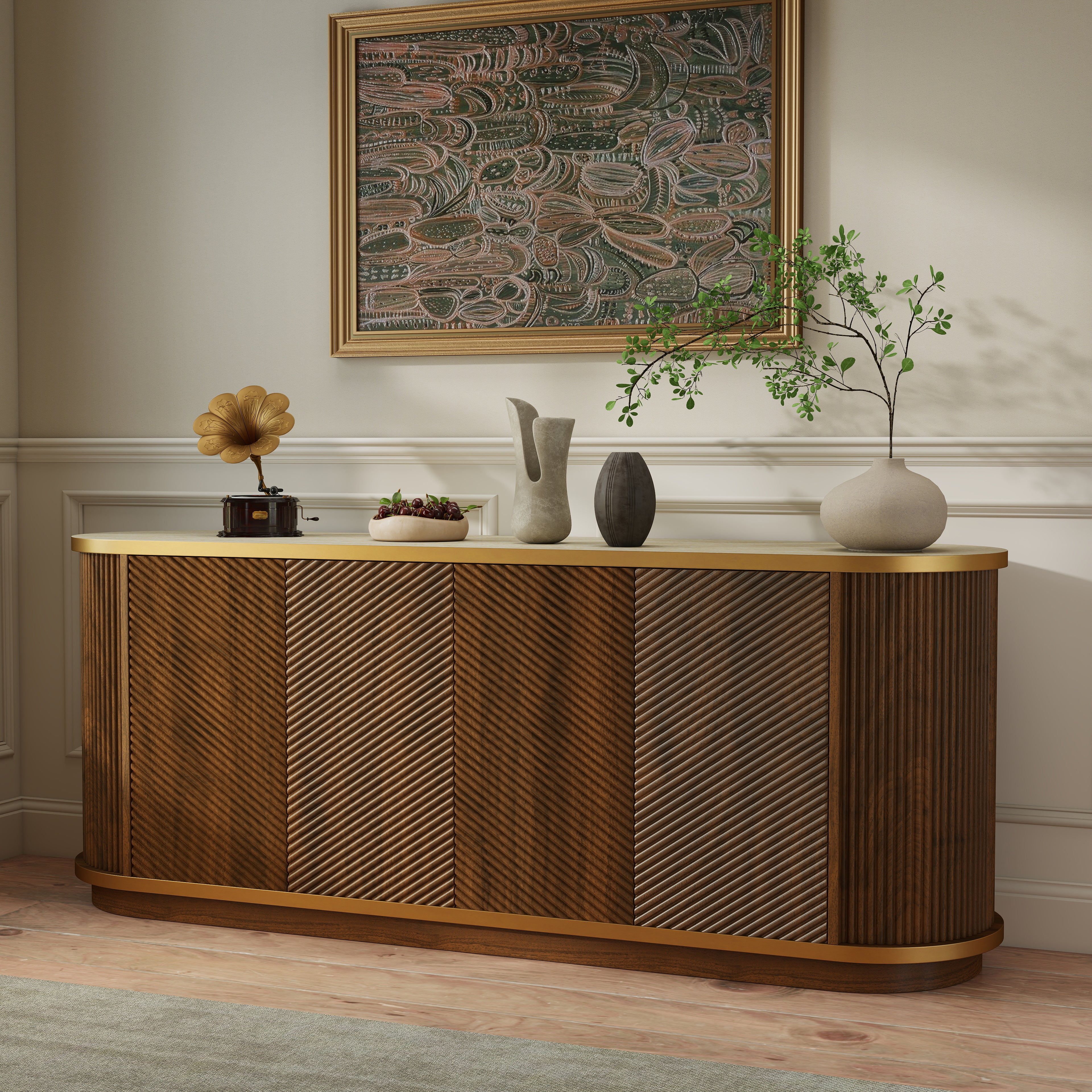 Folke Fluted Marble Sideboard