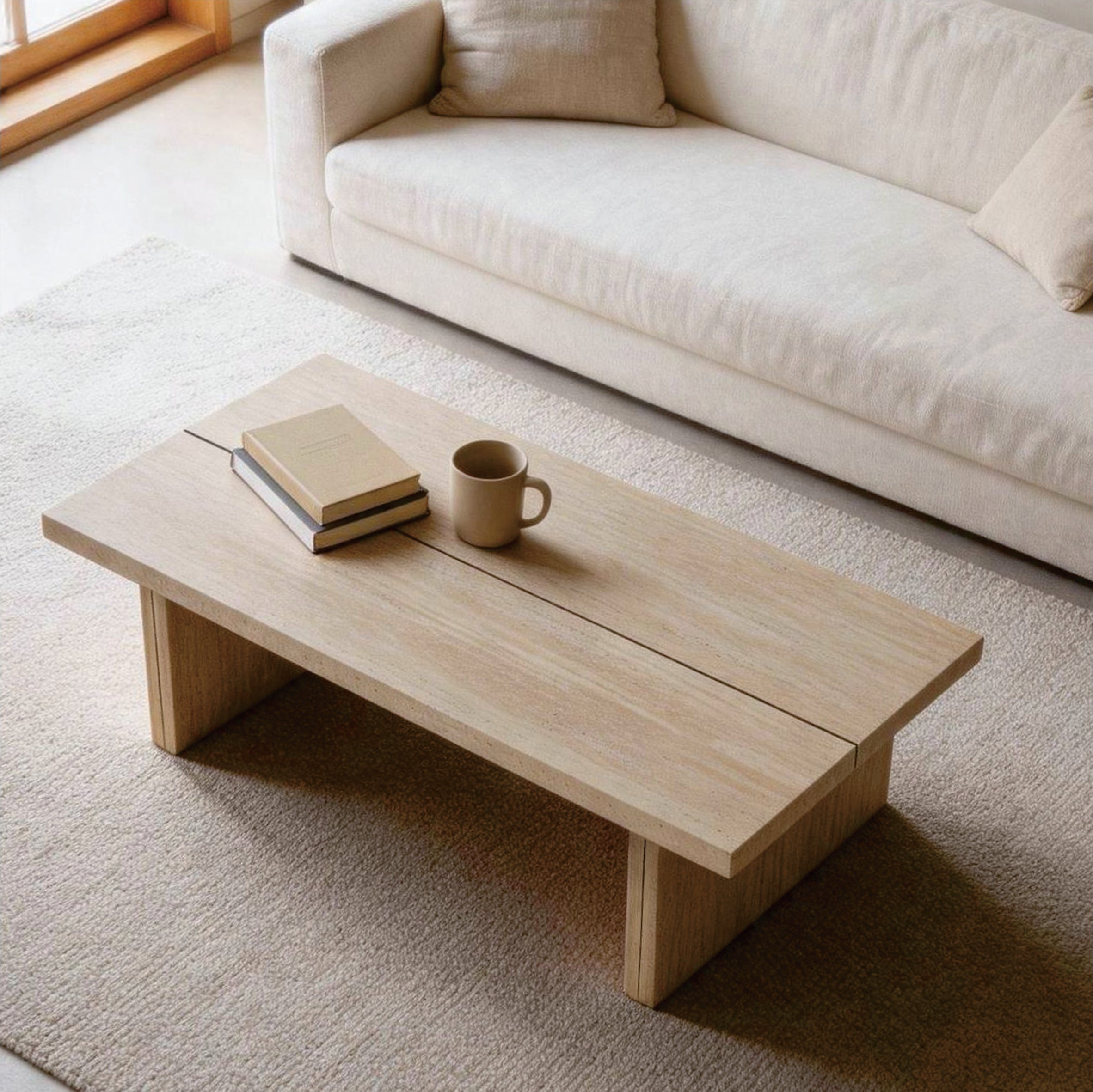 Brynn Travertine Coffee Table