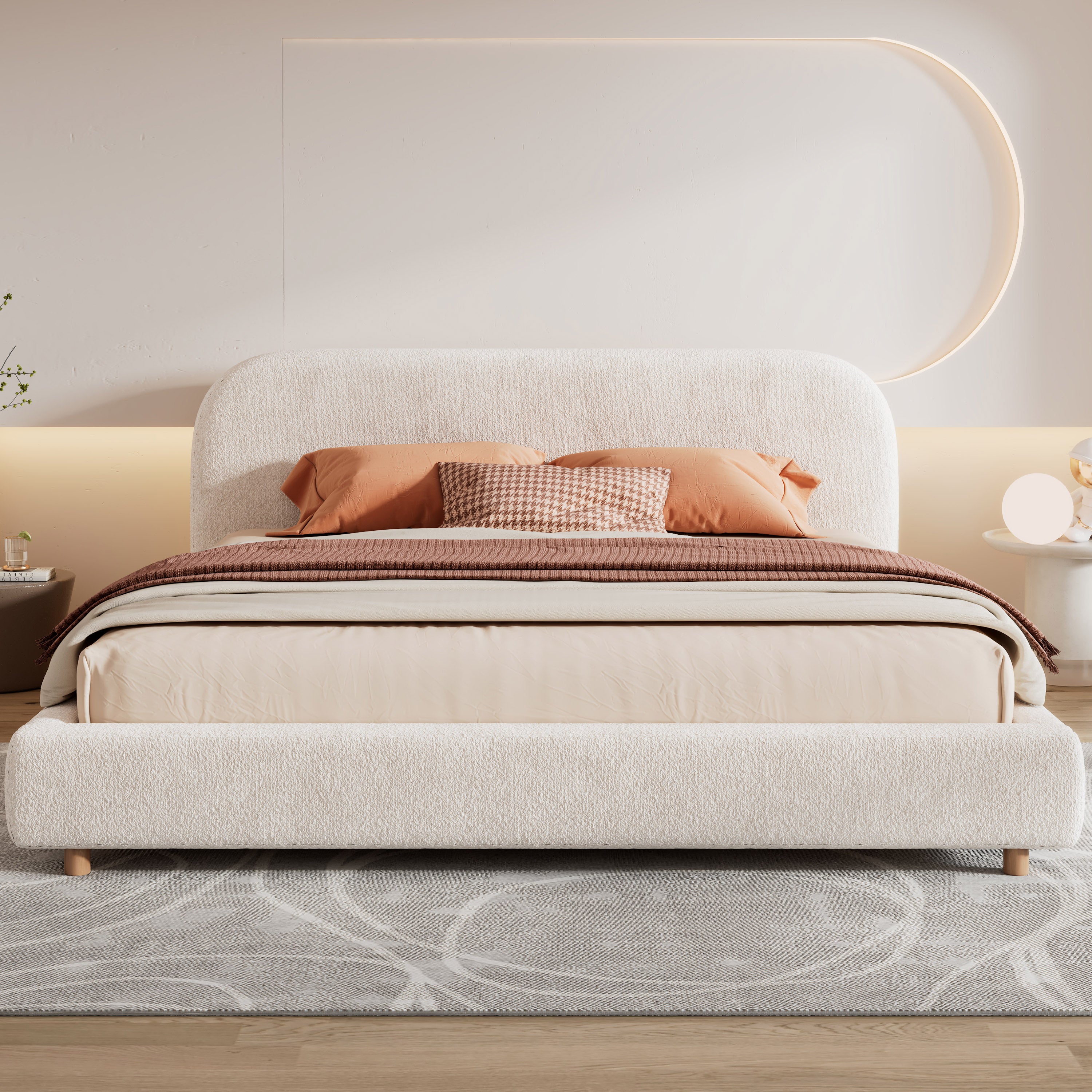 Dagmar Boucle King Platform Bed Frame