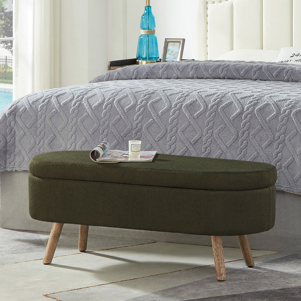 Mika Oval Boucle Storage Bench