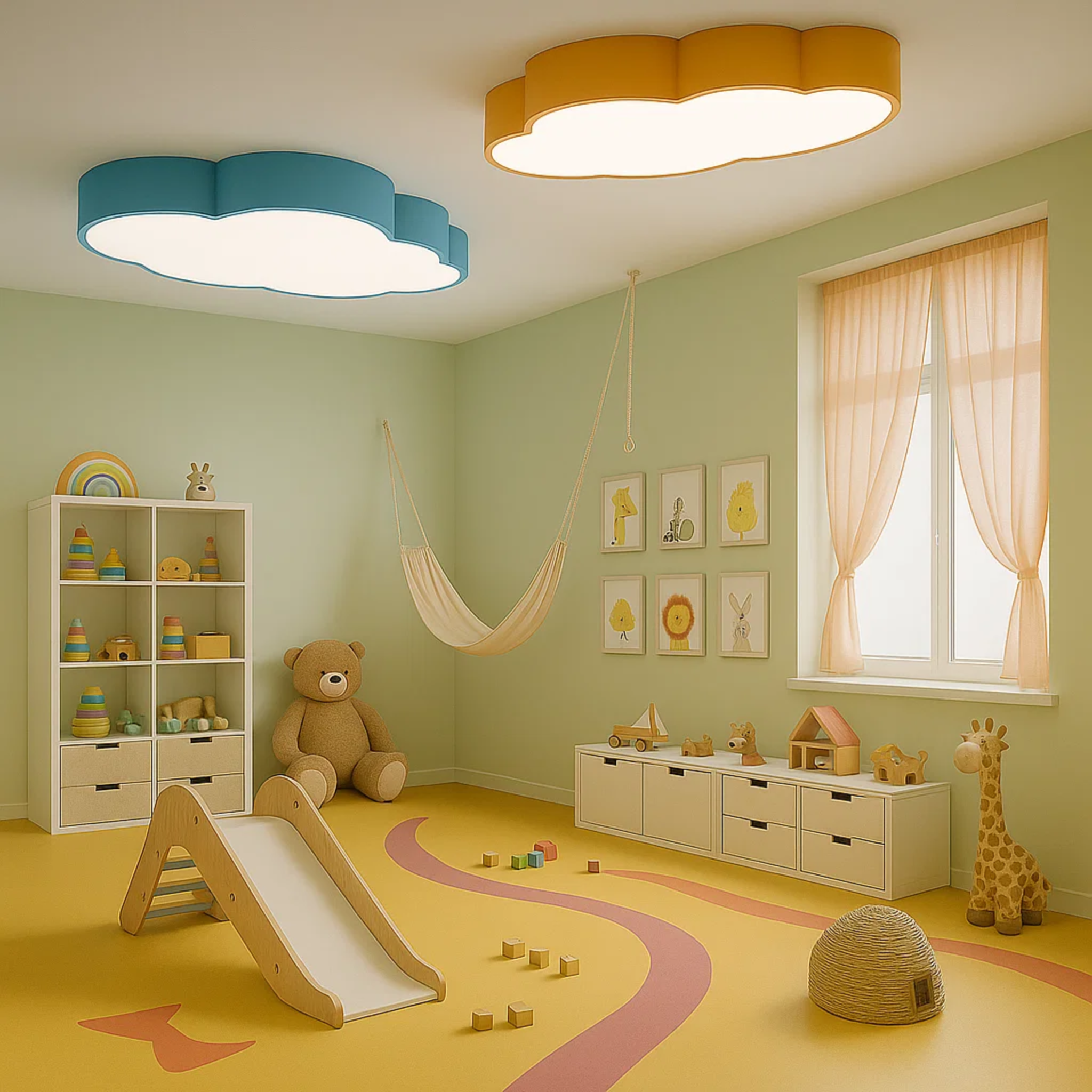 Speelse wolkvormige plafondlamp voor de kinderkamer