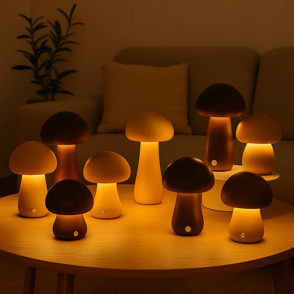 Tafellamp in paddenstoelvorm