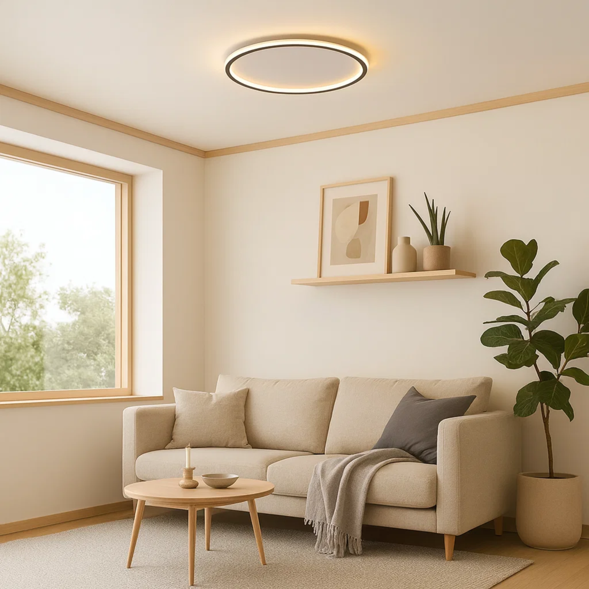 Moderne schlanke Ring-Deckenleuchte