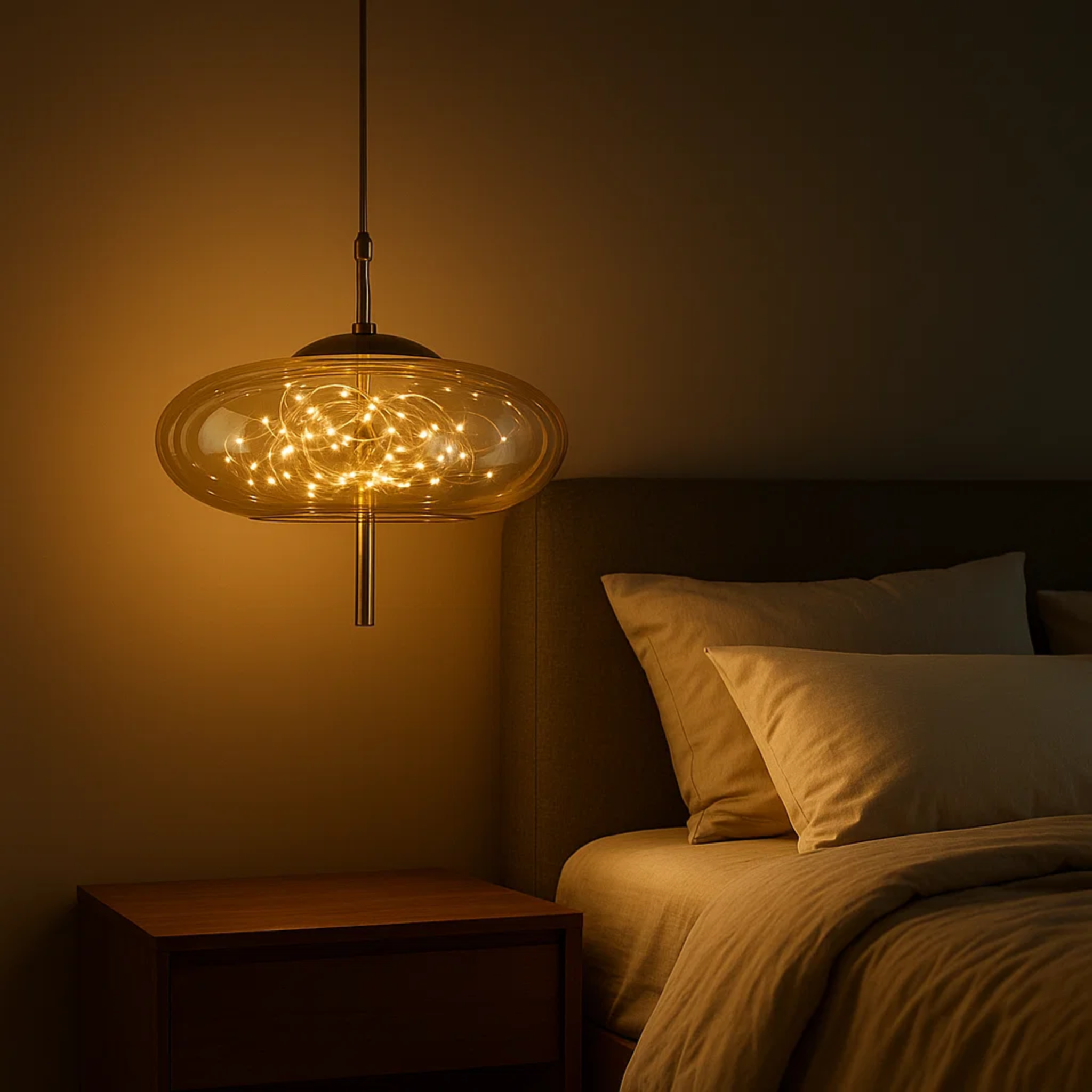 Moderne glazen LED-hanglamp
