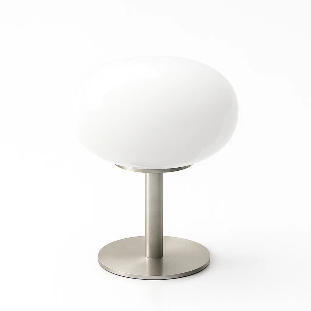 Retro tafellamp met ronde, tweedelige glazen kap