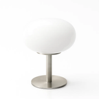 Retro tafellamp met ronde, tweedelige glazen kap