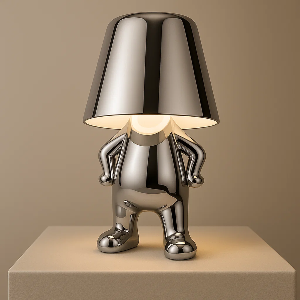 Moderne oplaadbare tafellamp met decoratief figuur