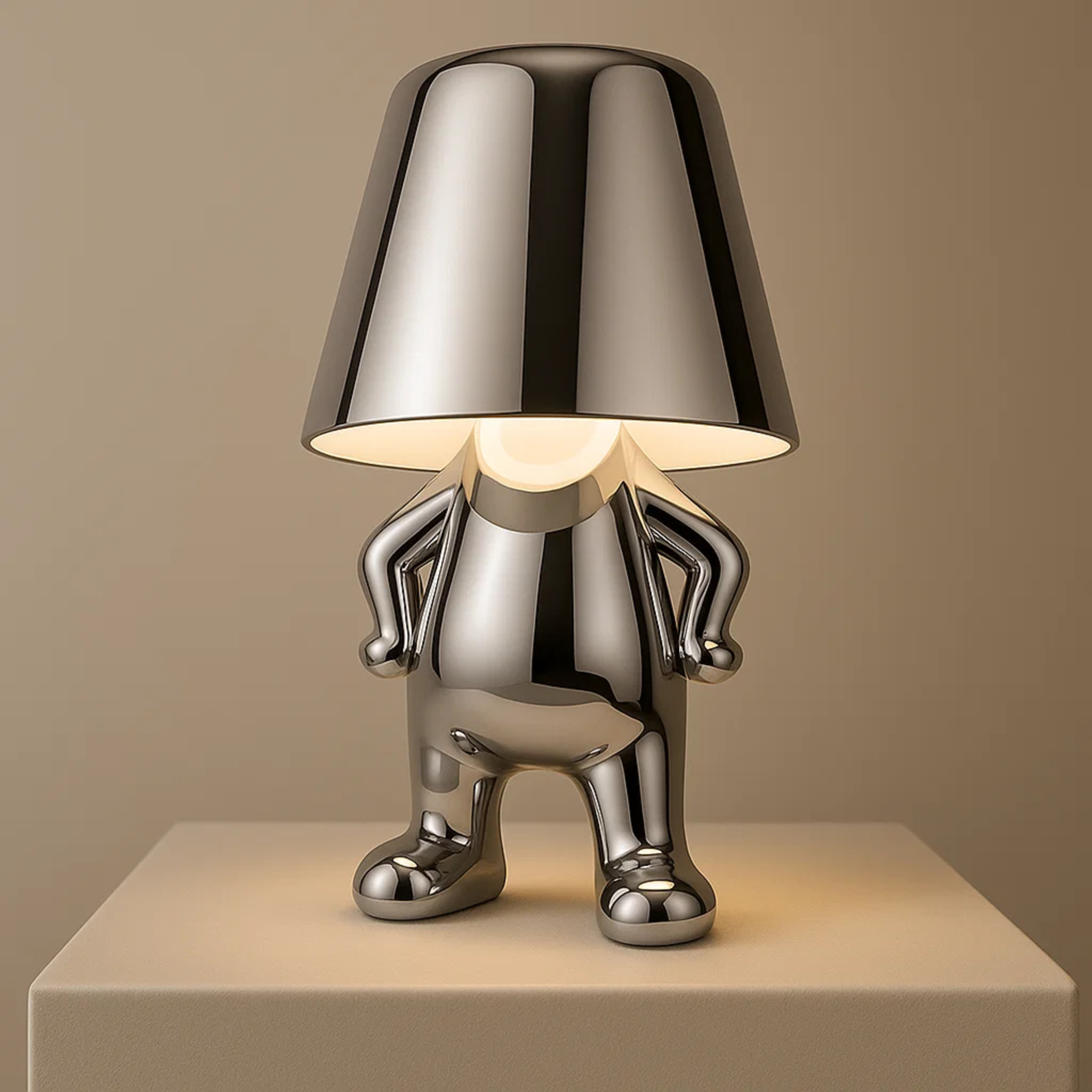 Moderne oplaadbare tafellamp met decoratief figuur