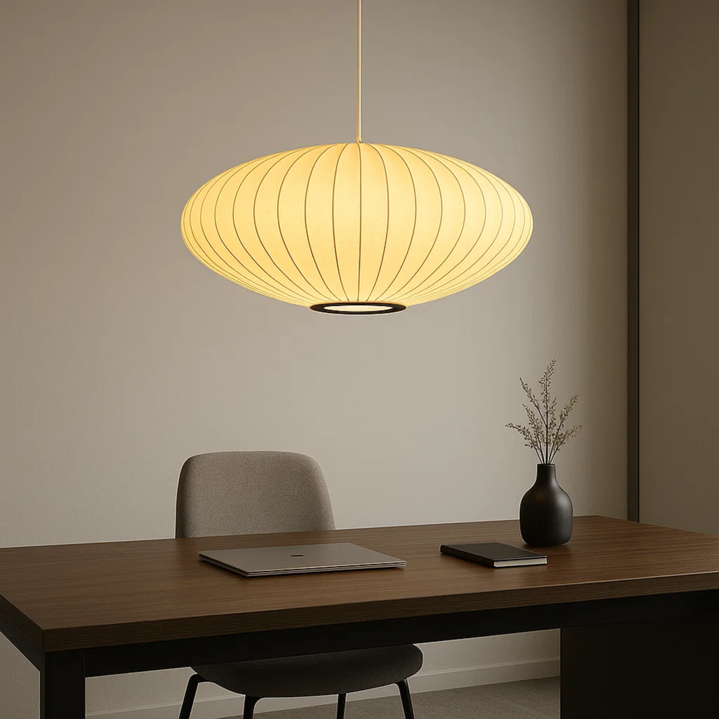 Suspension Japandi avec abat-jour en tissu doux