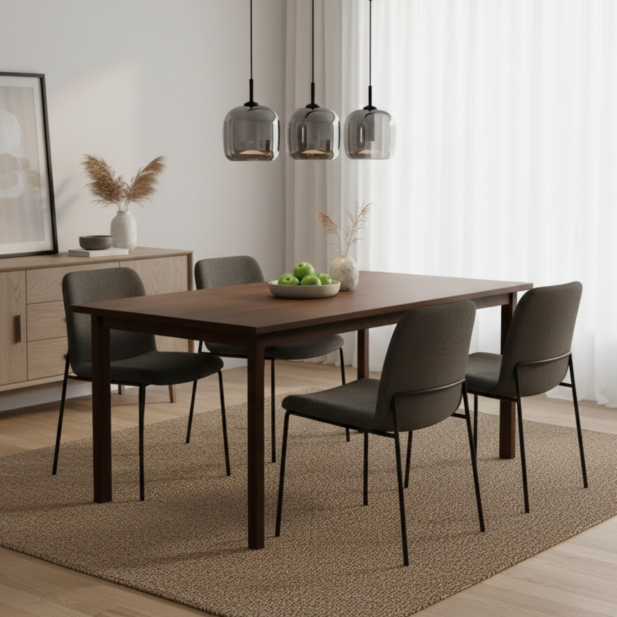 Nordic hanglamp met zwart glazen ontwerp