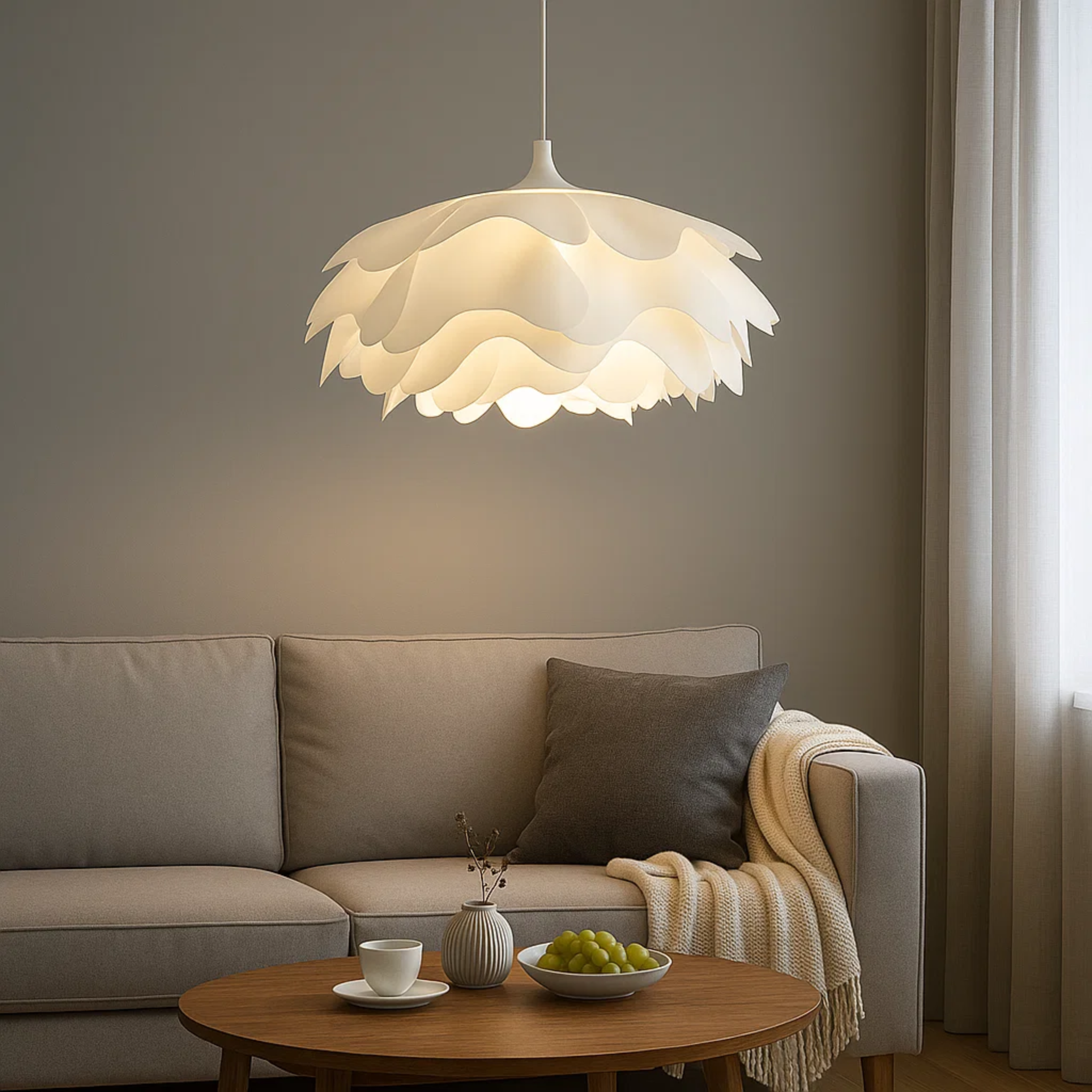 Japandi witte bloemvormige plafondlamp