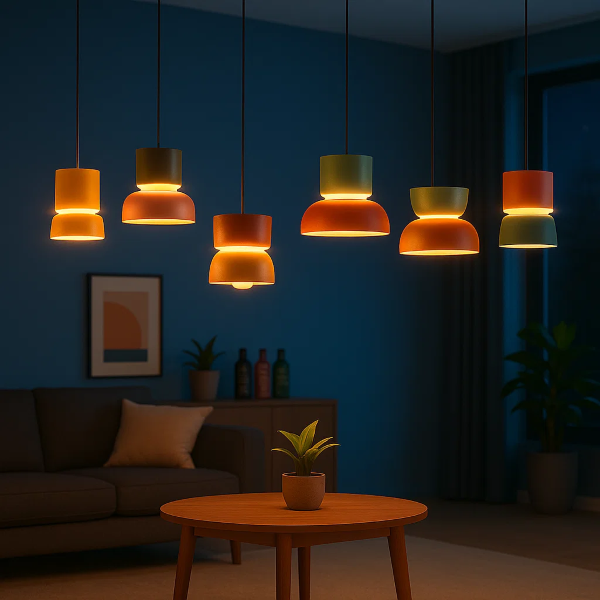 Moderne kleurrijke gelaagde macaron hanglamp