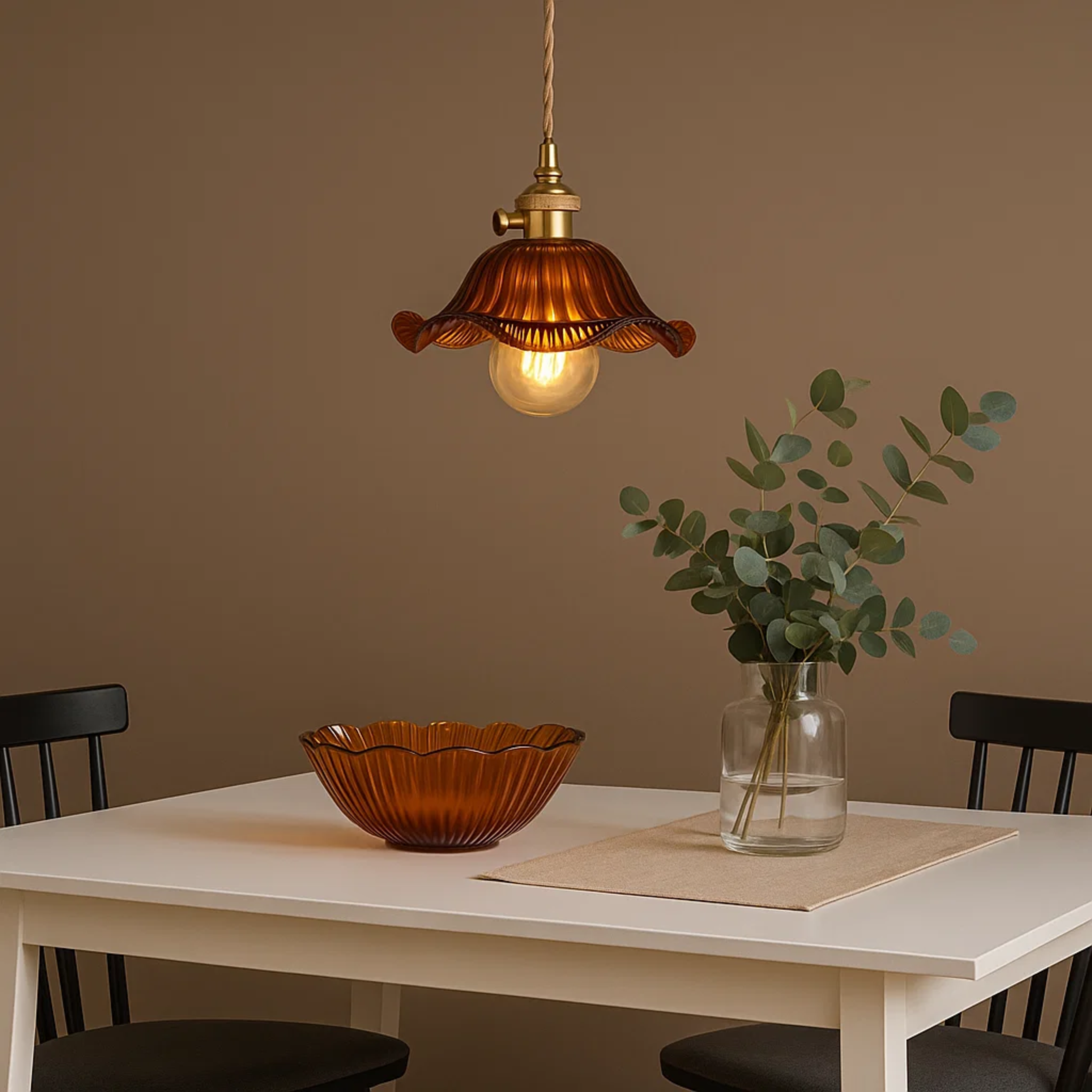 Vintage glazen bloemvormige hanglamp