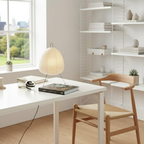 Japandi witte tafellamp met rijstpapieren kap