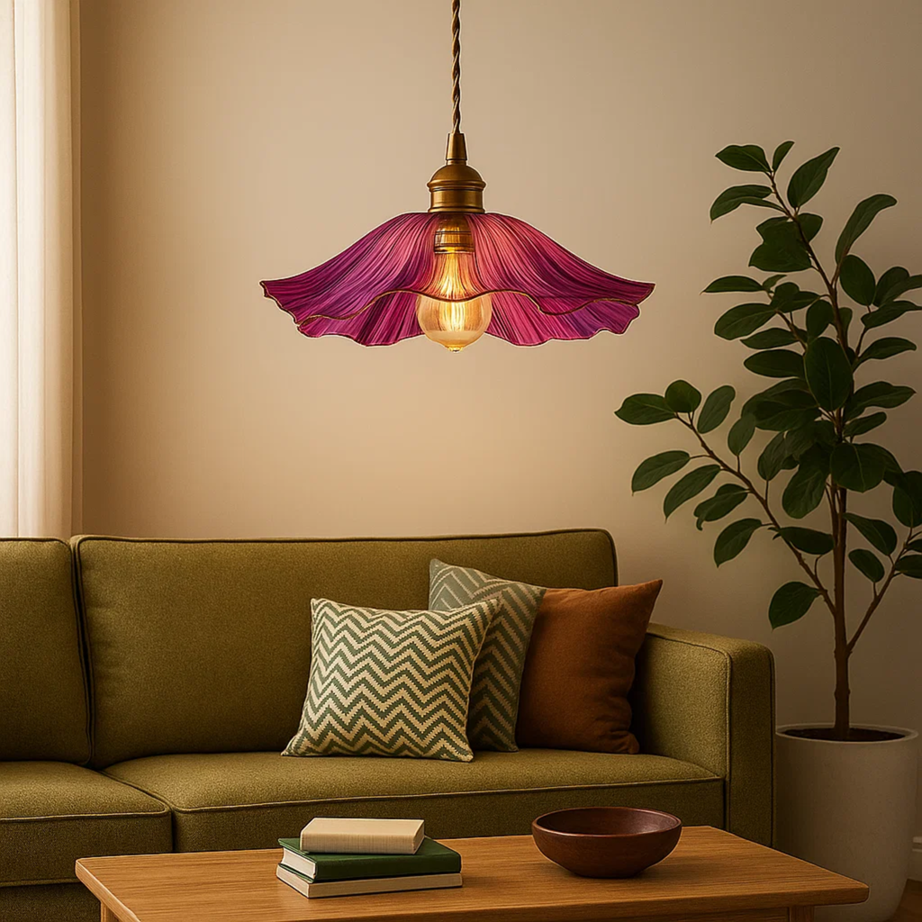 Klassieke bloemvormige glazen hanglamp