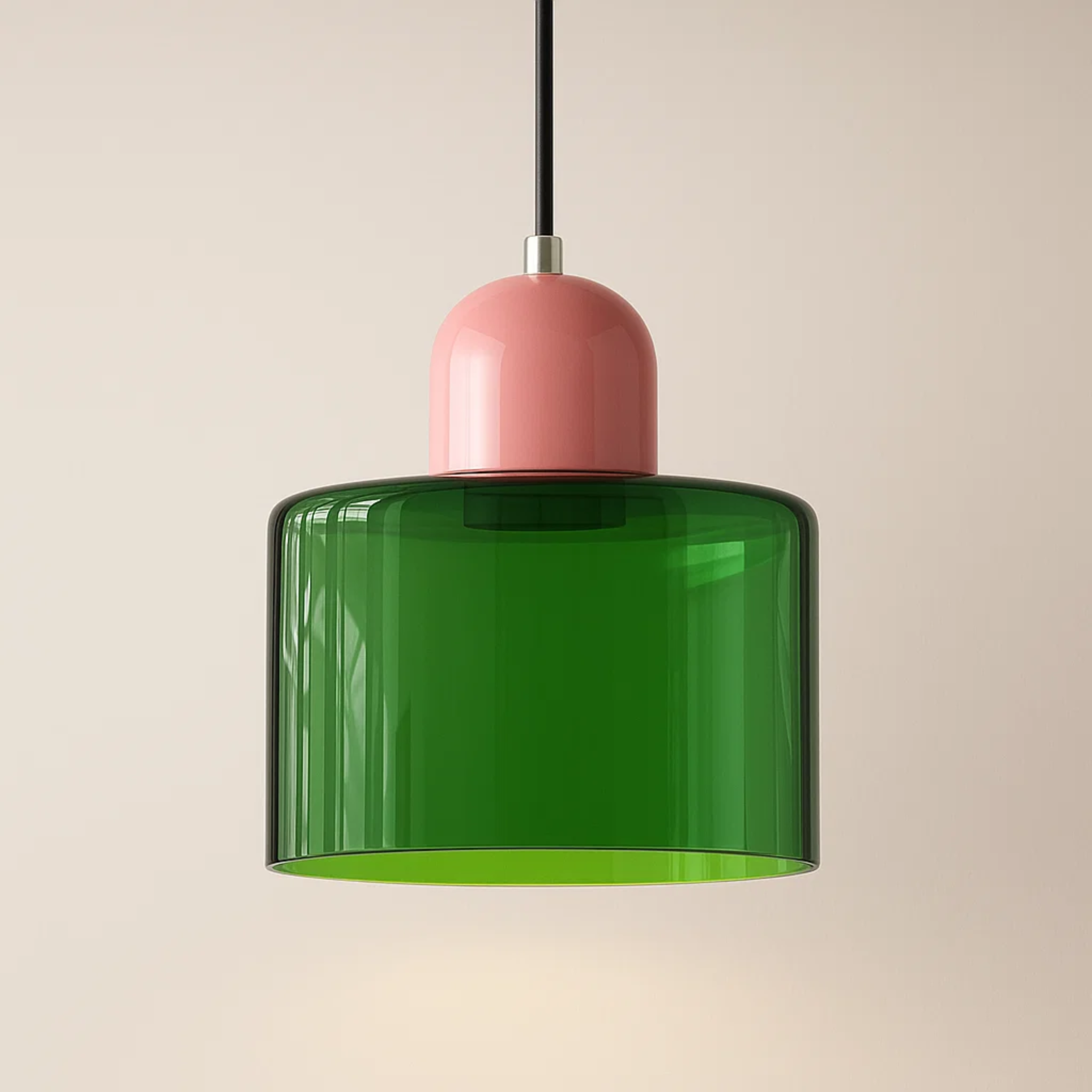 Retro plafondlamp met gekleurde kap