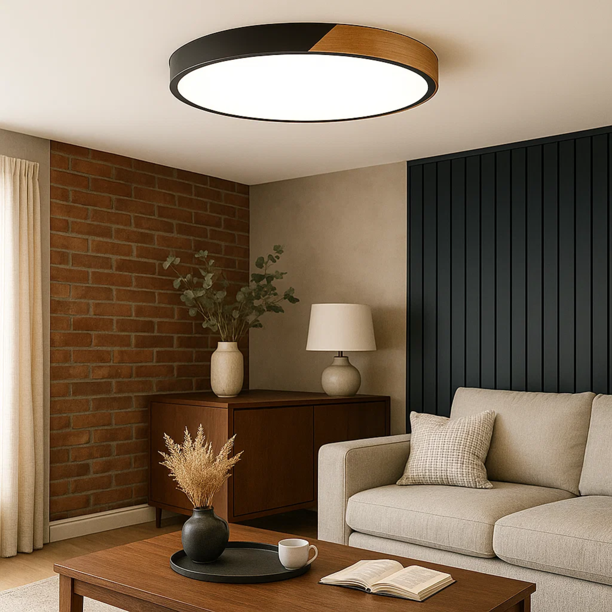 Nordic houten opbouw-plafondlamp