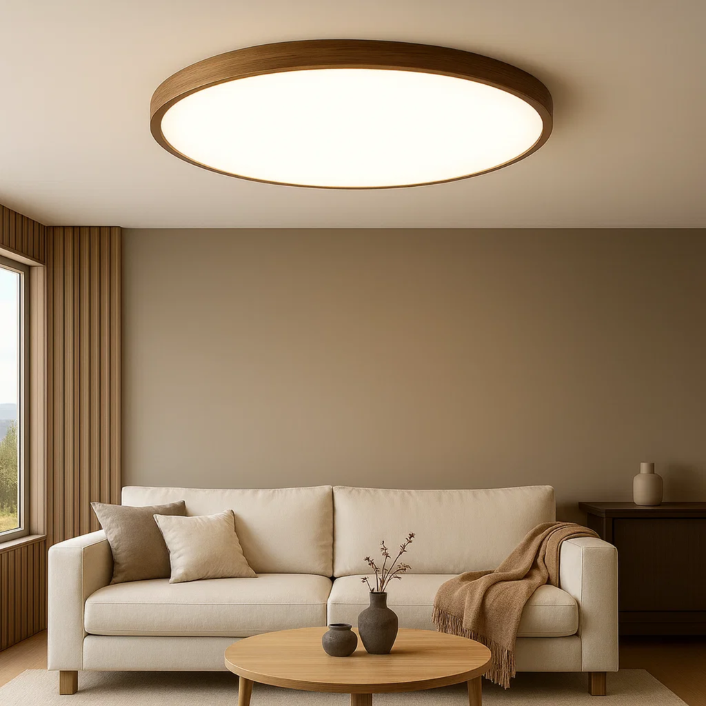 Minimalist wood-look ceiling lamp
