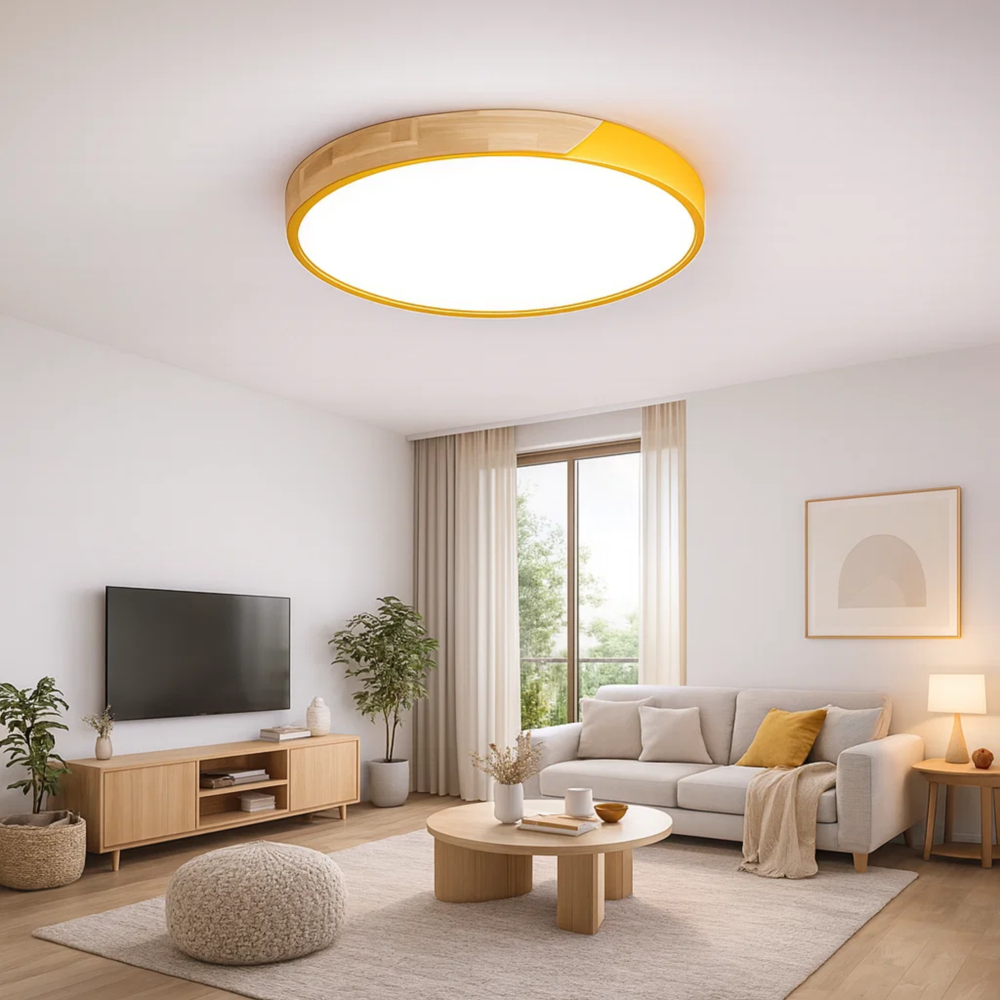 Ronde LED plafondlamp met kleuraccent