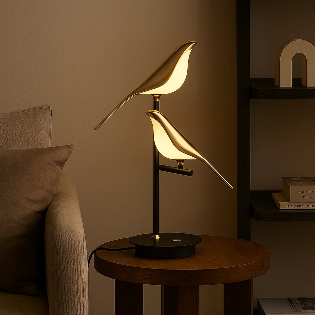 LED-tafellamp met vogelfiguren
