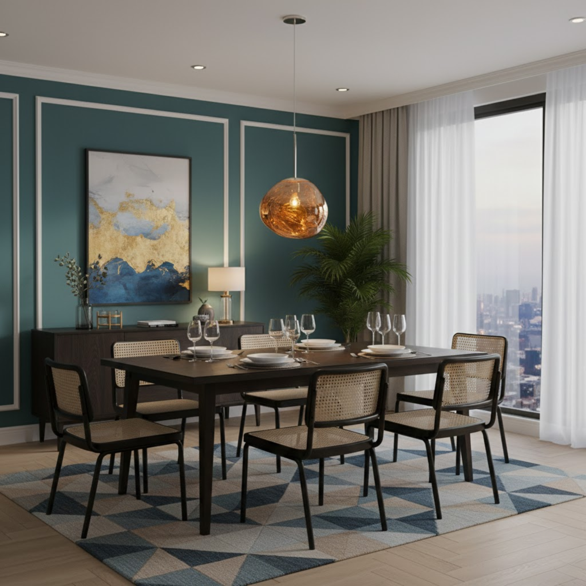 Mid-century hanglamp met organisch gevormde glaskap in meerdere kleuren