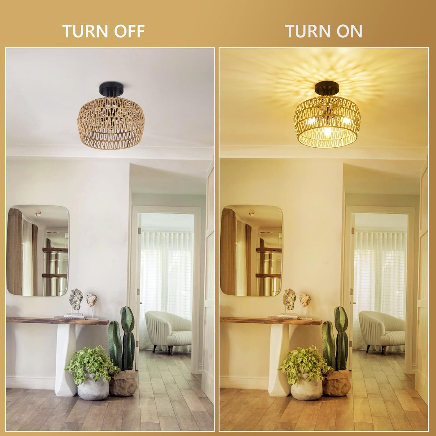 Hera Rattan Flush Mount Light