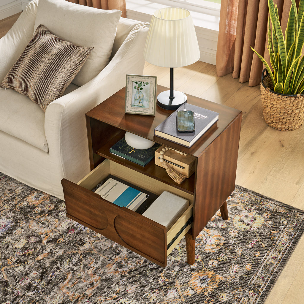 Hedda Fluted Walnut Nightstand