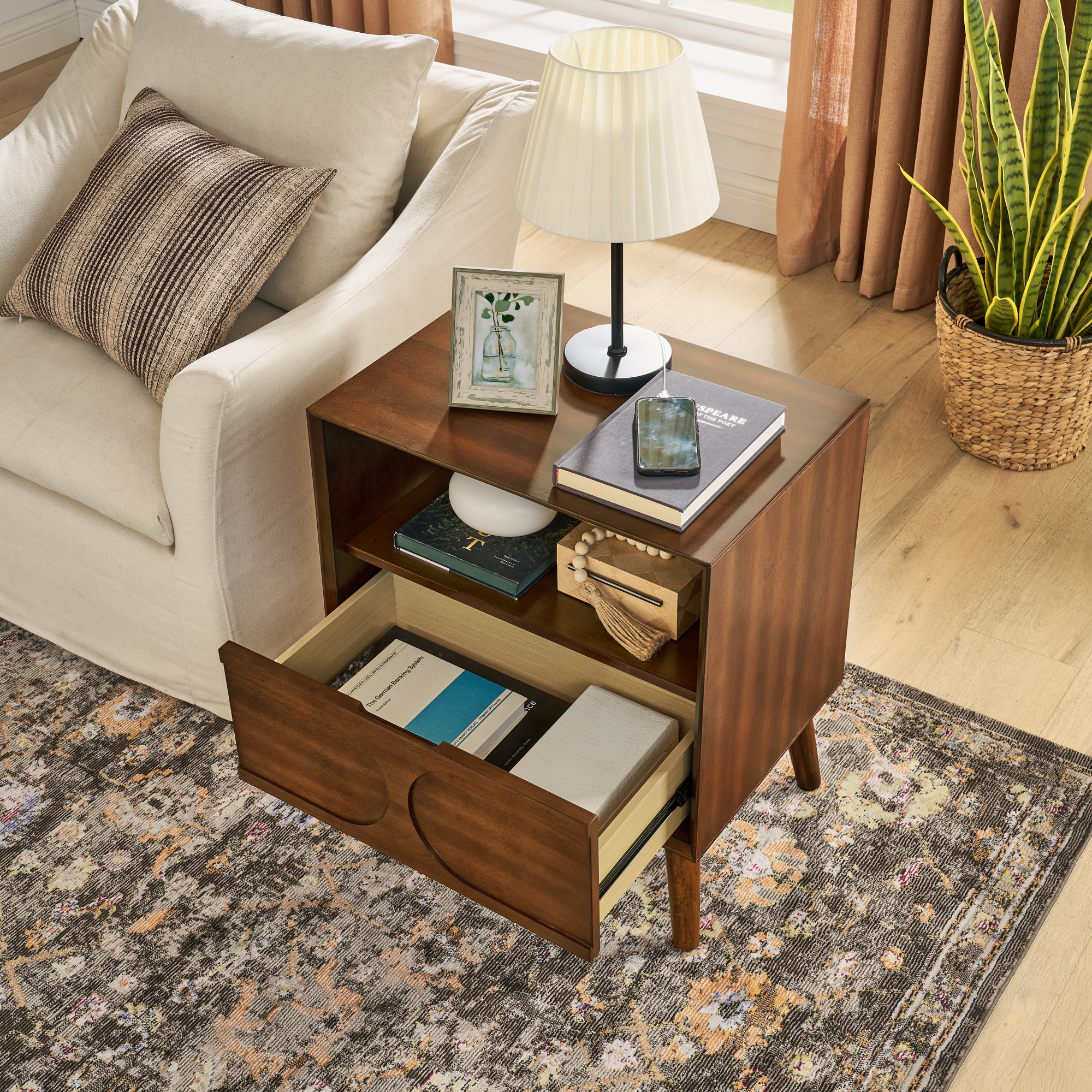 Hedda Fluted Walnut Nightstand