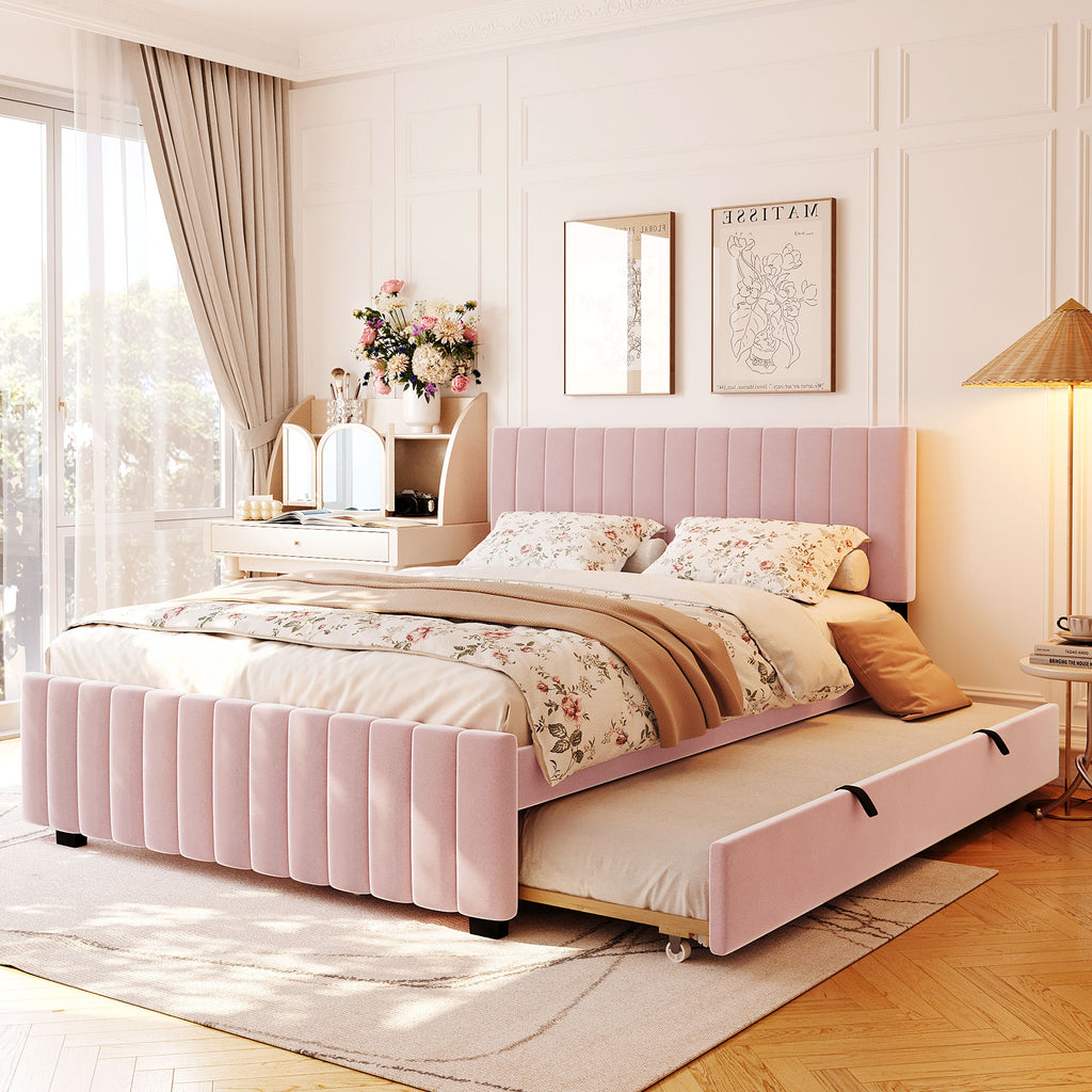 Vera Velvet Queen Platform Bed Frame