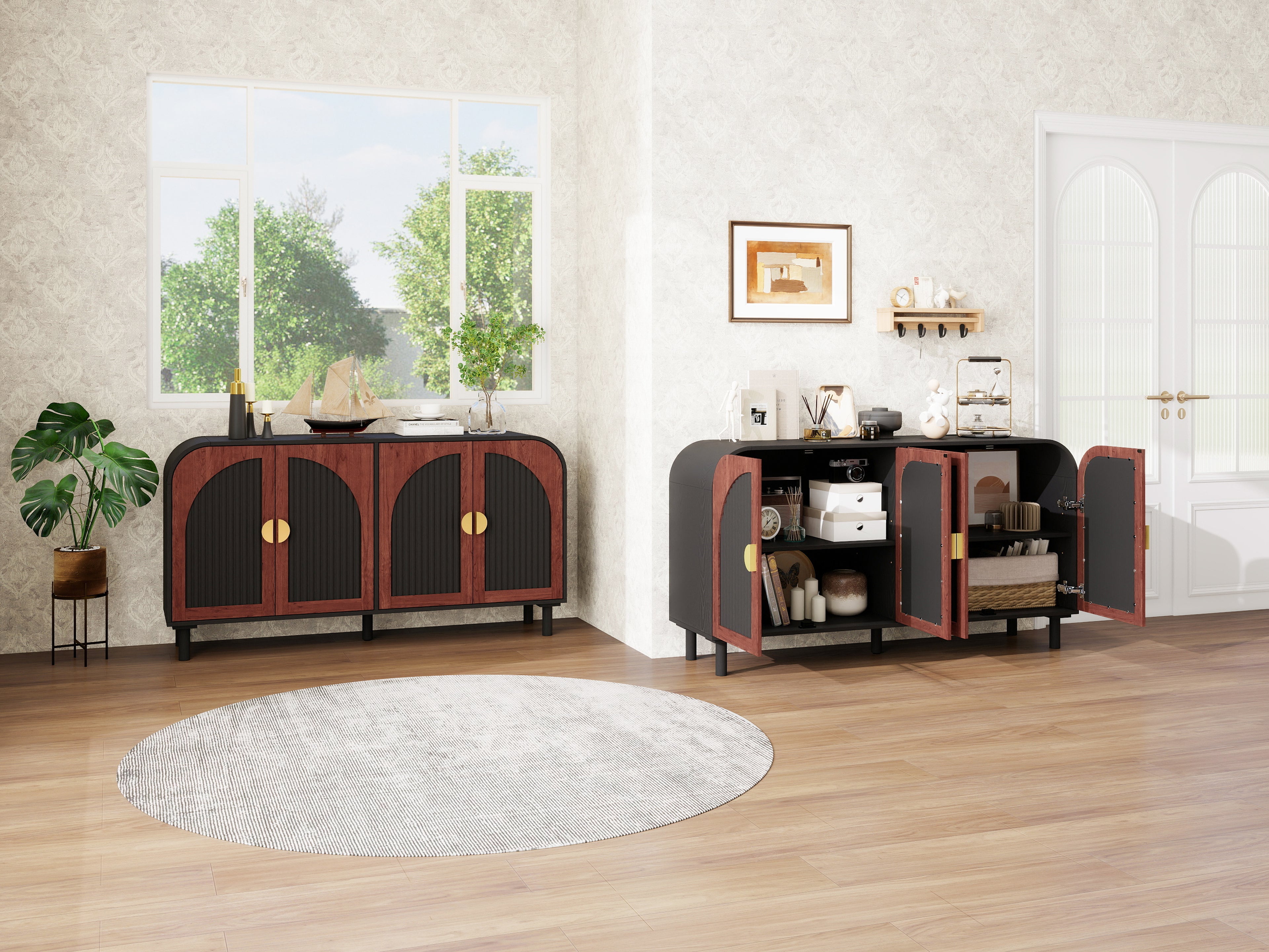 Disa Arched Solid Wood Cabinet