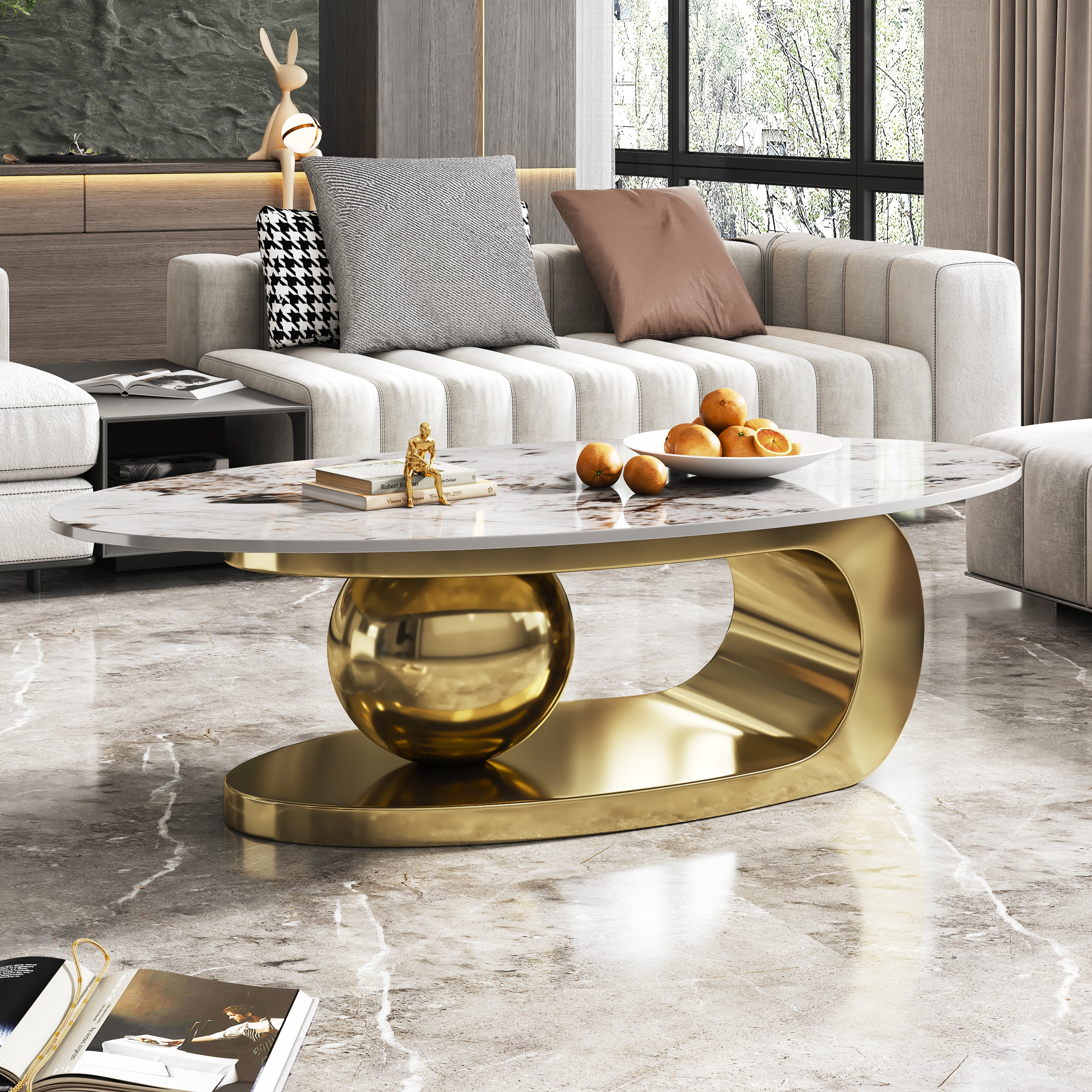 Lauge Oval Marble Coffee Table